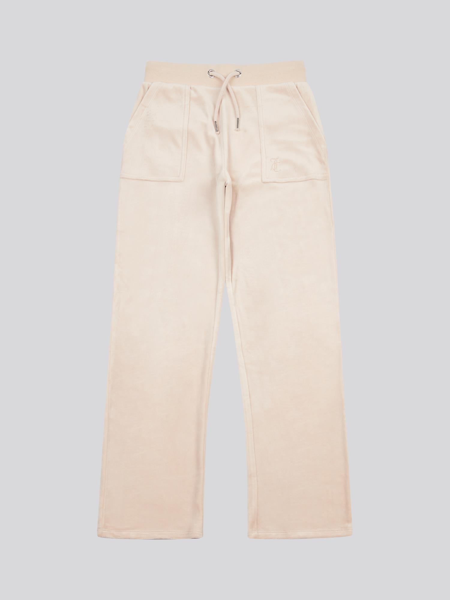 JUICY COUTURE Velourbukse,Pocket Wide Leg Beige - Farmor Ingvarda