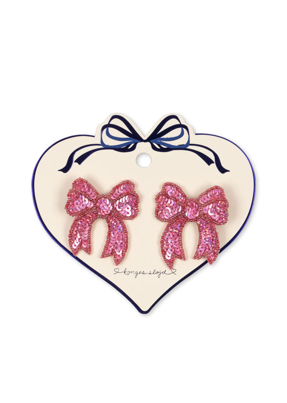 KONGES SLØJD 2pk Sequin Bow Hair clip Rosa - Farmor Ingvarda