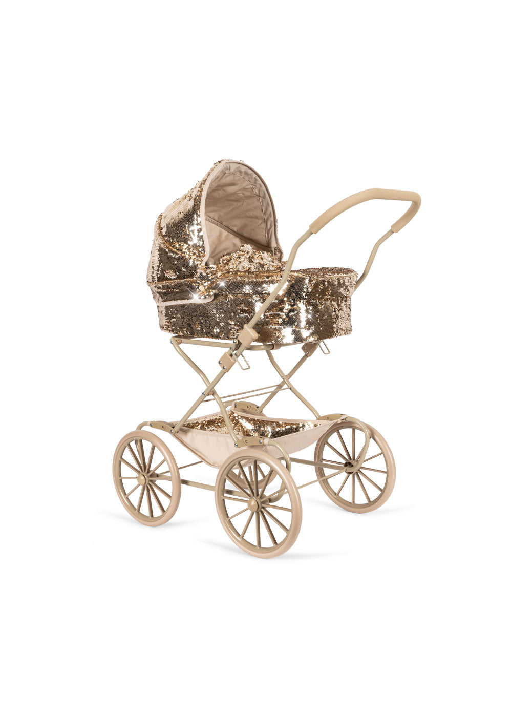 KONGES SLØJD Sparkly Doll Pram,Gull - Farmor Ingvarda