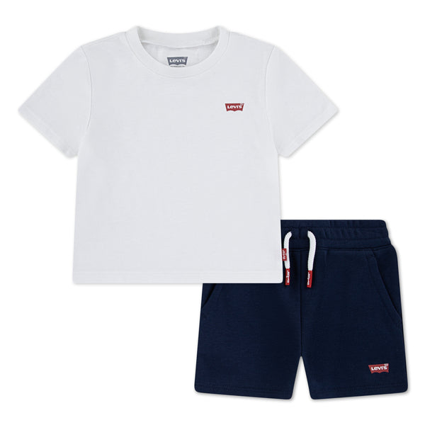 LEVIS 0-3ÅR Sett m/ T-skjorte og shorts Hvit/Mørkeblå - Farmor Ingvarda