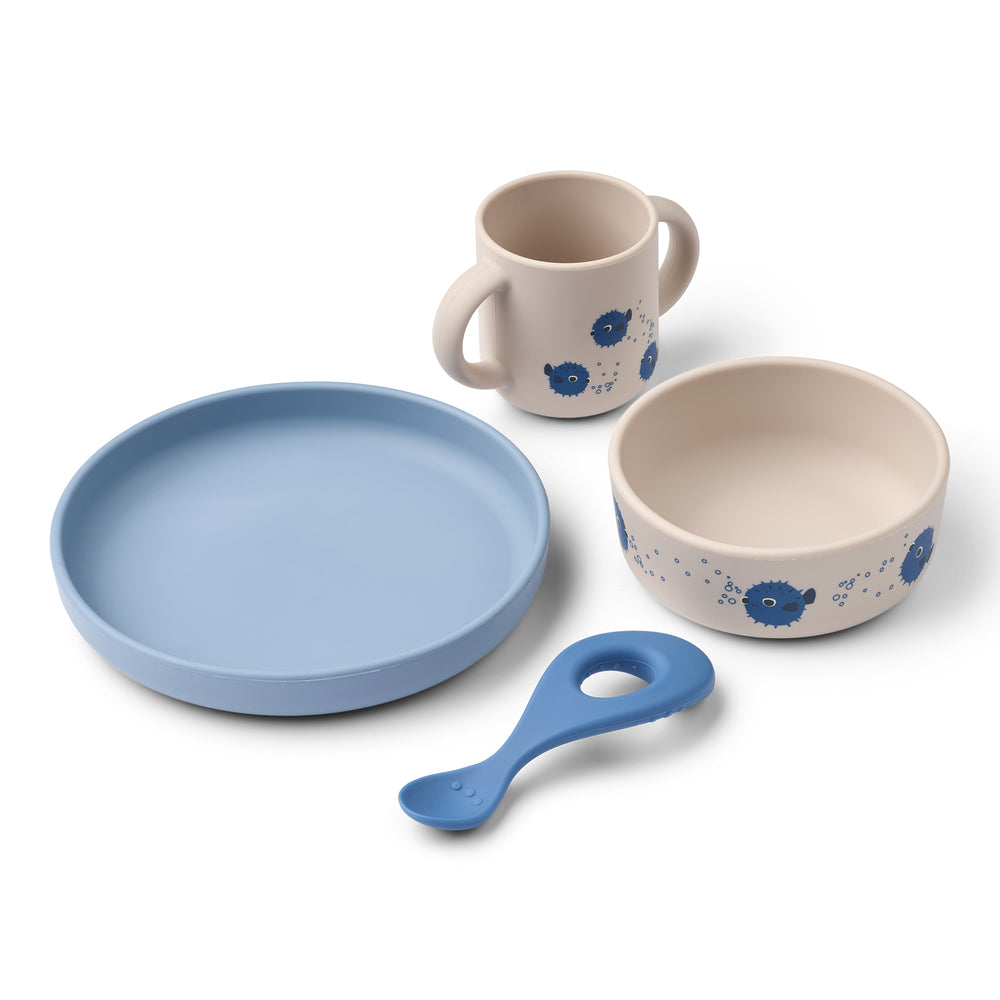 LIEWOOD Vivi Printed Tableware Set,Pufferfish - Farmor Ingvarda
