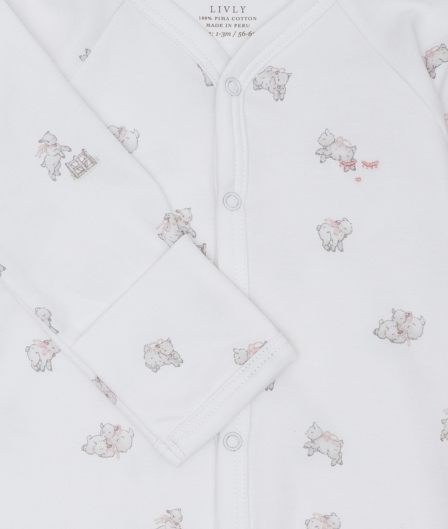 LIVLY Counting Sheep Simplicity Footie Hvit/Rosa - Farmor Ingvarda