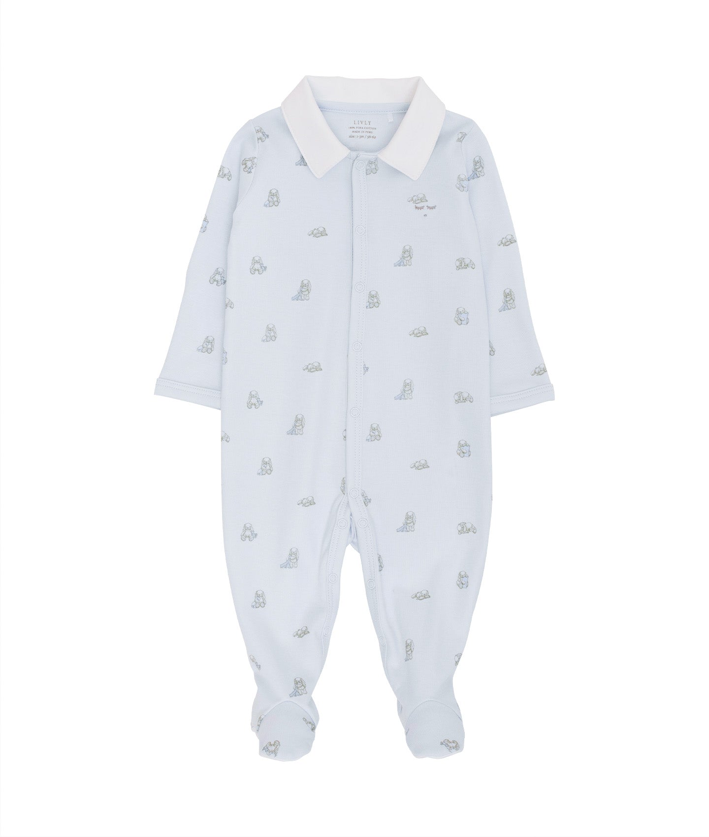 LIVLY Snuggle Bunny Marley Remi Footie Lys Blå - Farmor Ingvarda