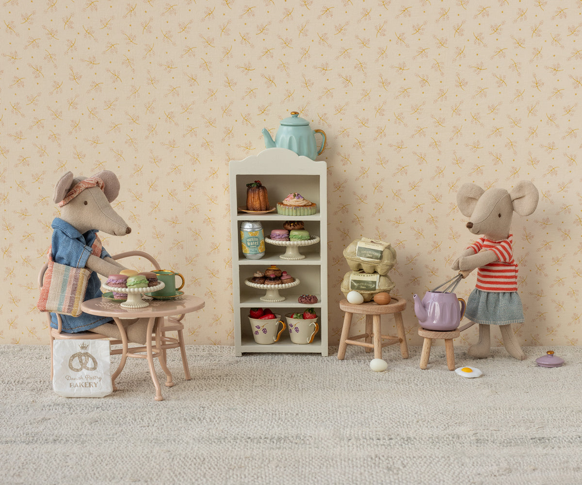 MAILEG Cafe set,Mouse big Dus Rosa - Farmor Ingvarda