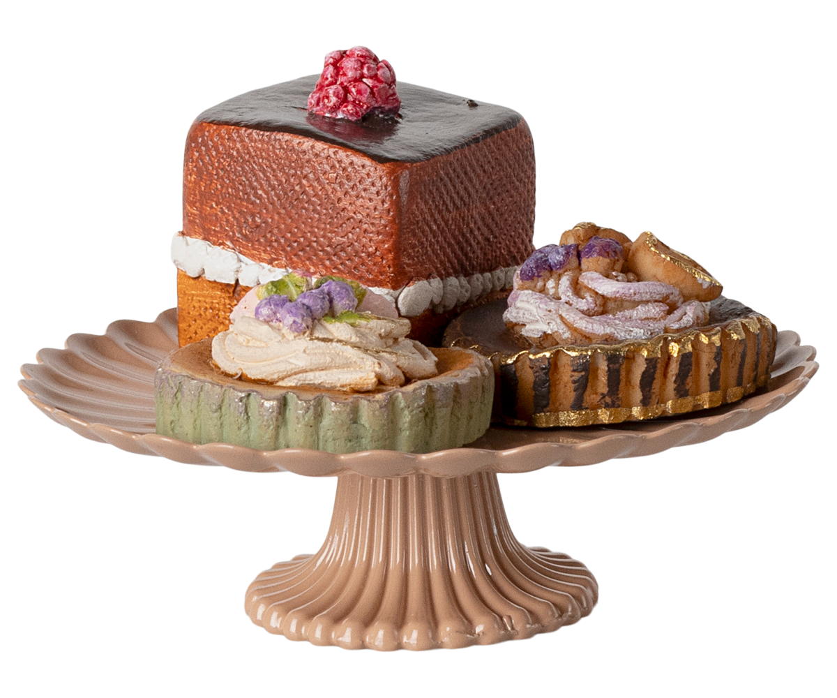 MAILEG Cakes and Cakestand,Mini - Farmor Ingvarda