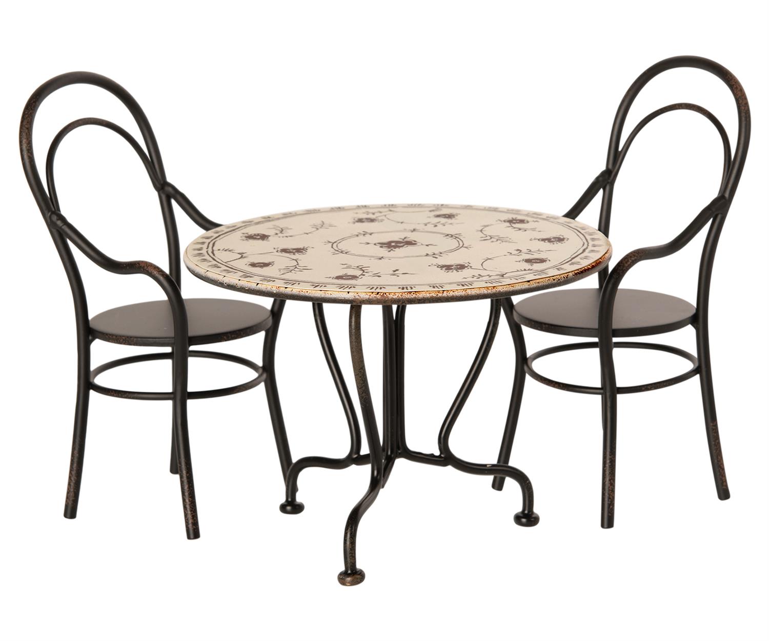 MAILEG Dining table set w/2chairs Svart - Farmor Ingvarda