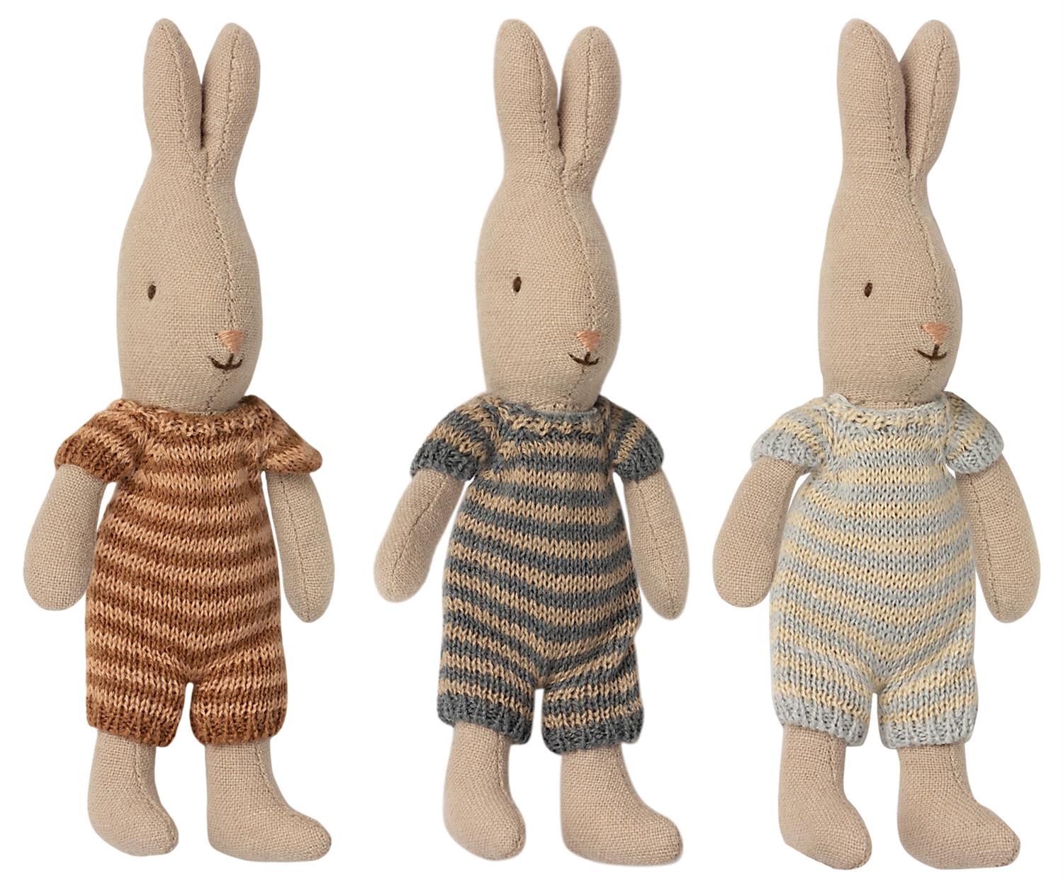 MAILEG Rabbit,Micro,Brown and pink suit Brun - Farmor Ingvarda