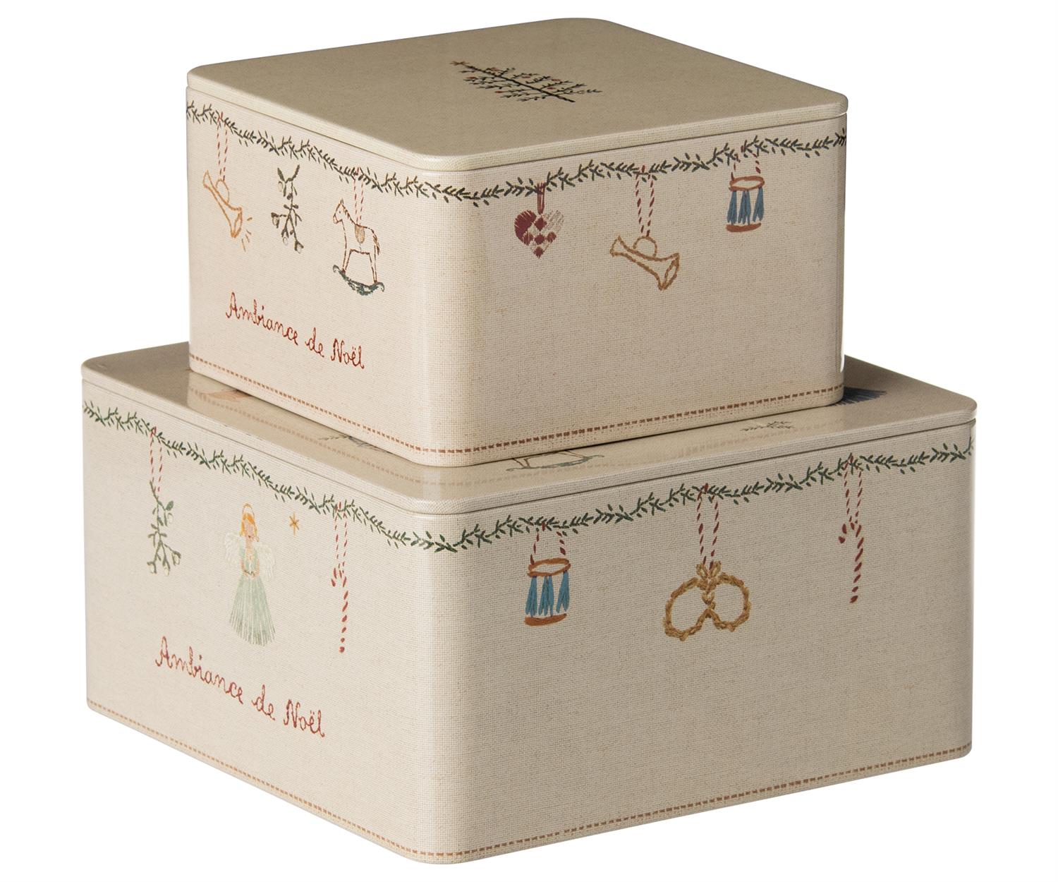 MAILEG Metal Box,Ambiance de noël,2pcs - Farmor Ingvarda
