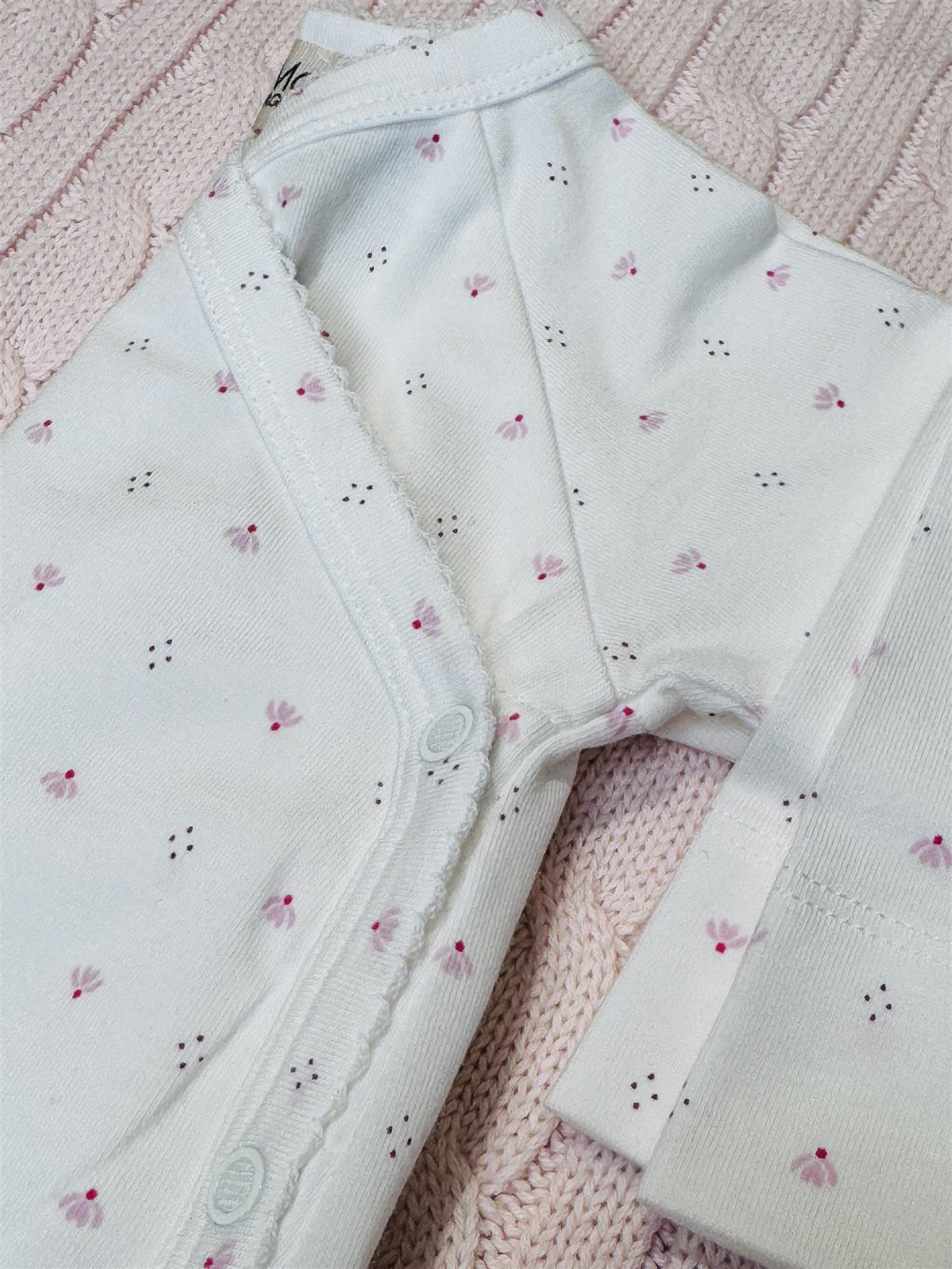 MARMAR COPENHAGEN 0-3ÅR Rulo heldress u/fot,Newborn Hvit/Rosa - Farmor Ingvarda