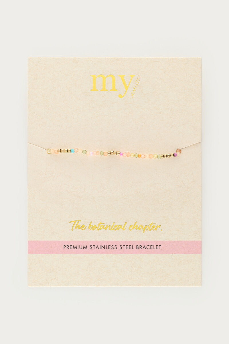 MY JEWELLERY Botanical elastic bracelet with green beads - Farmor Ingvarda
