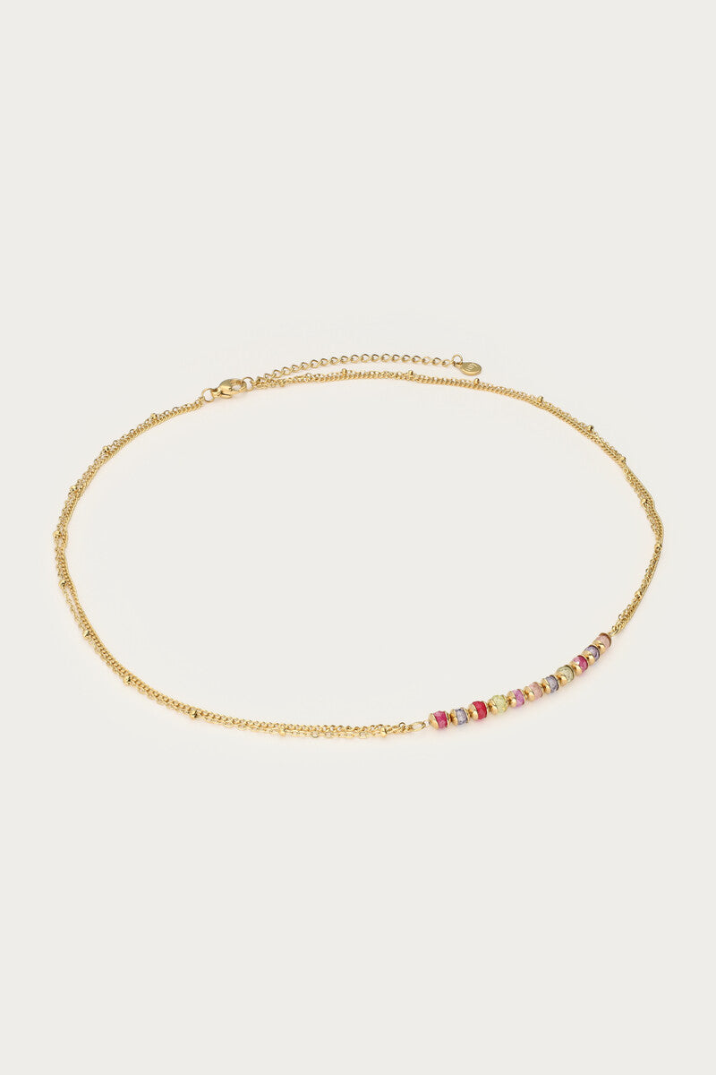 MY JEWELLERY Botanical necklace with mini multicoloured beads - Farmor Ingvarda