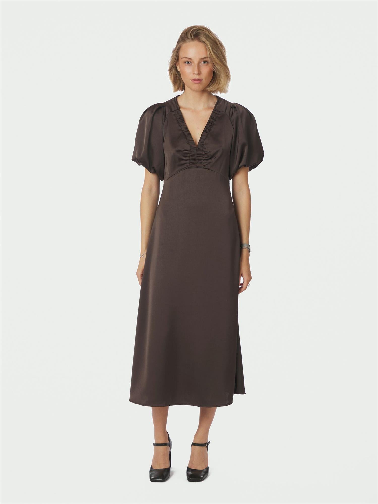 NEO NOIR Illana Heavy Sateen Dark Brown - Farmor Ingvarda