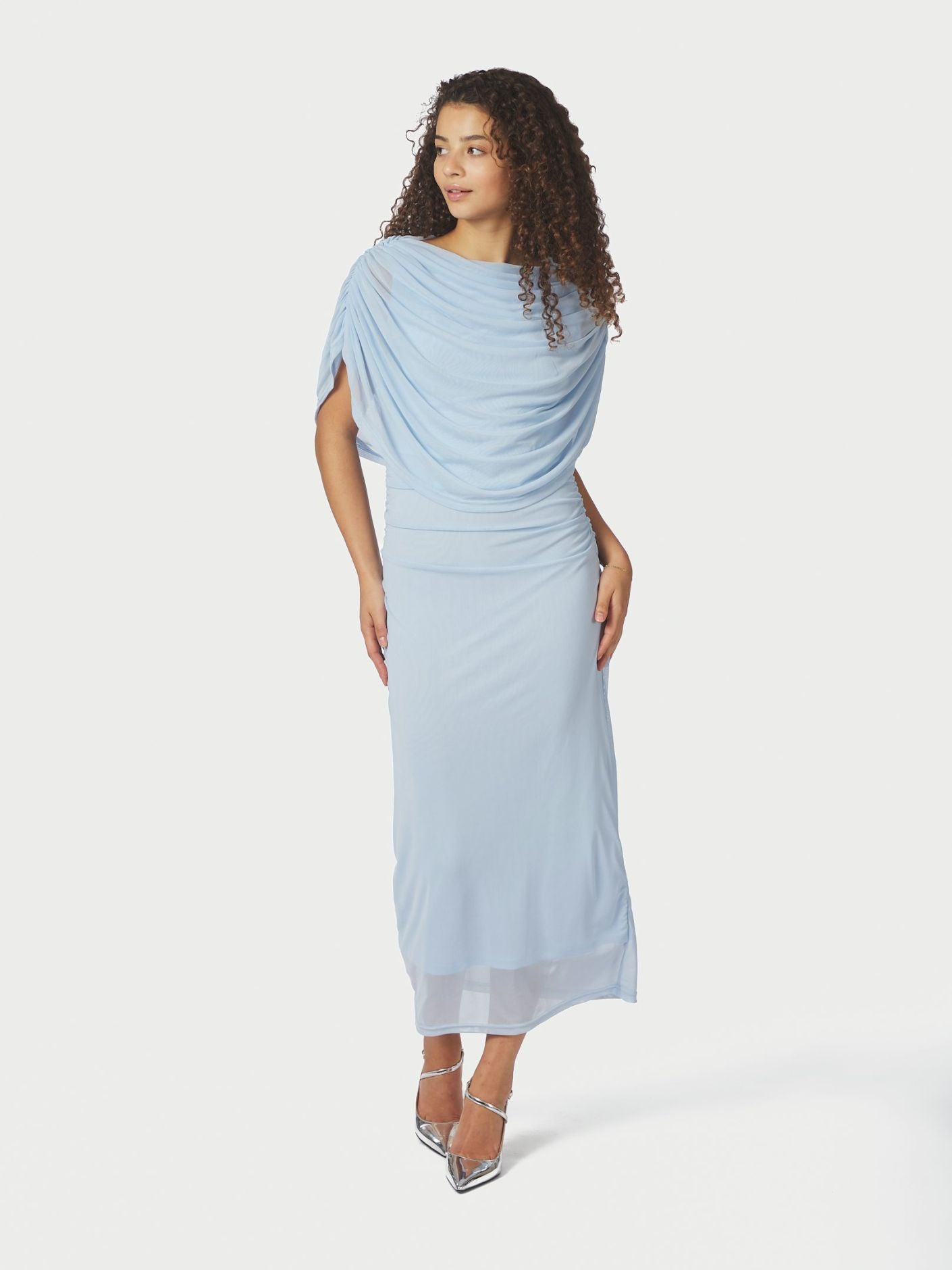 NEO NOIR Tottuna Long Drapy Mesh Dress - Farmor Ingvarda