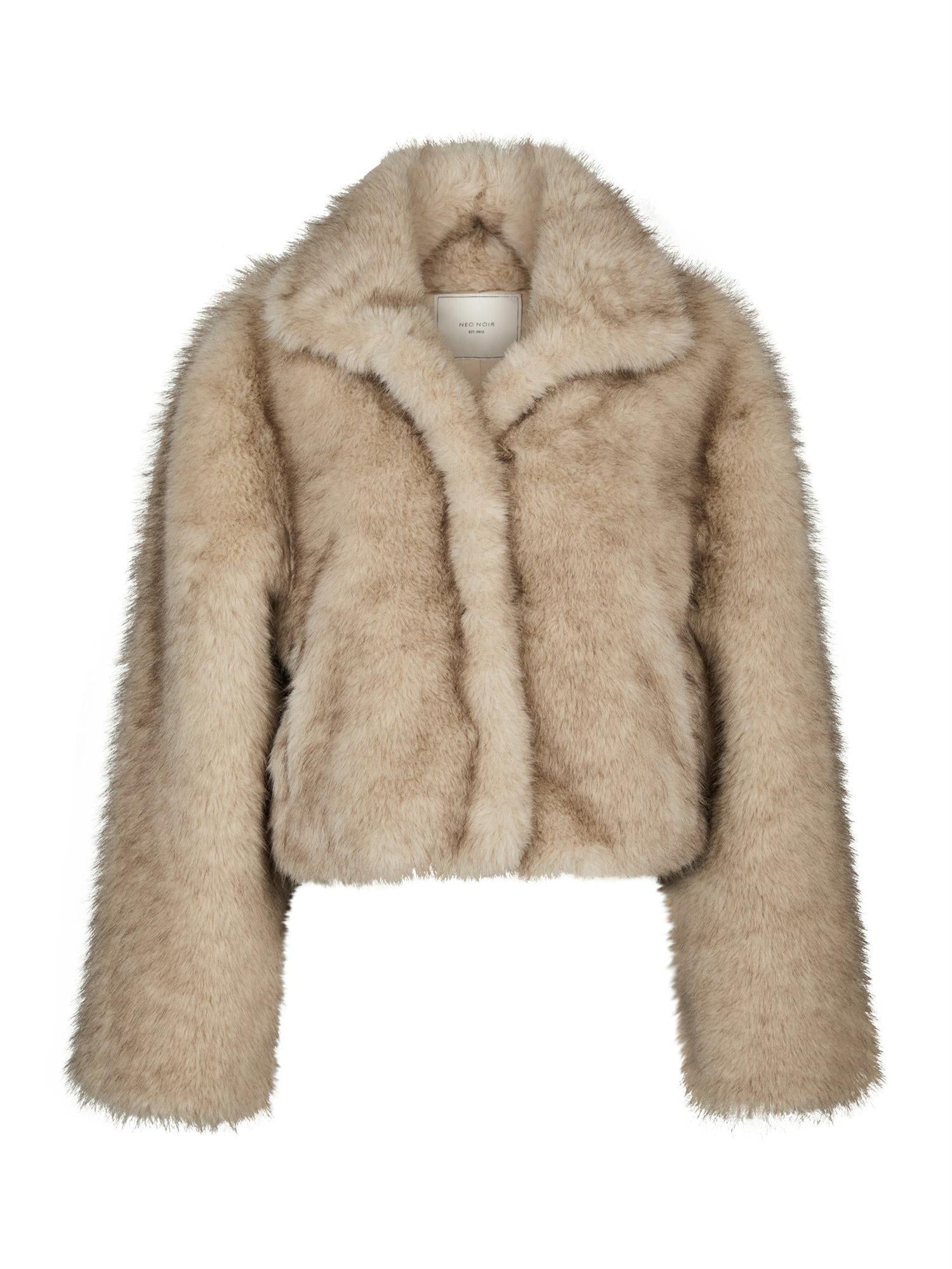 NEO NOIR Steff Faux Fur Jacket Beige - Farmor Ingvarda