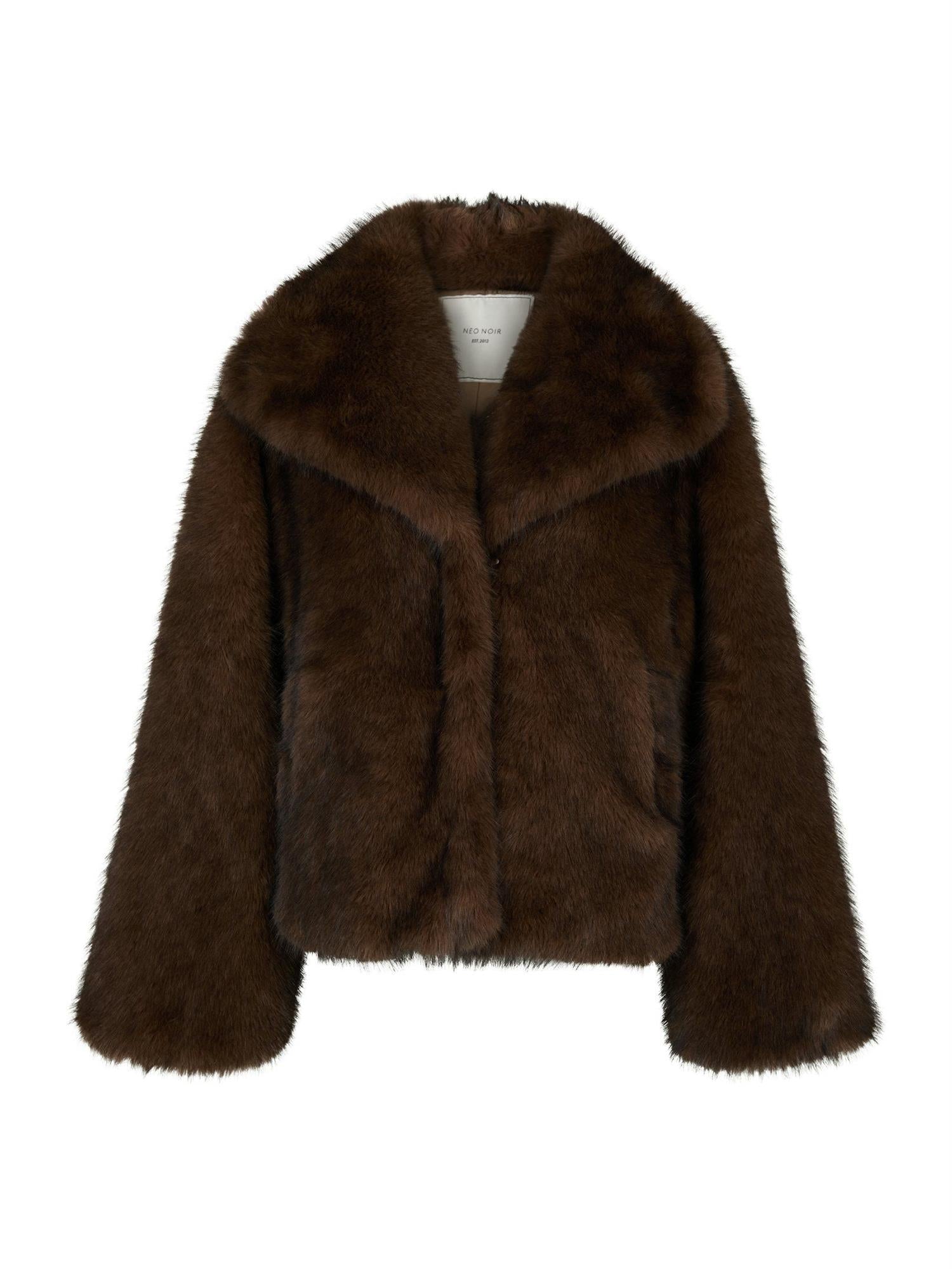 NEO NOIR Stephanie Faux Fur Jacket Brown - Farmor Ingvarda
