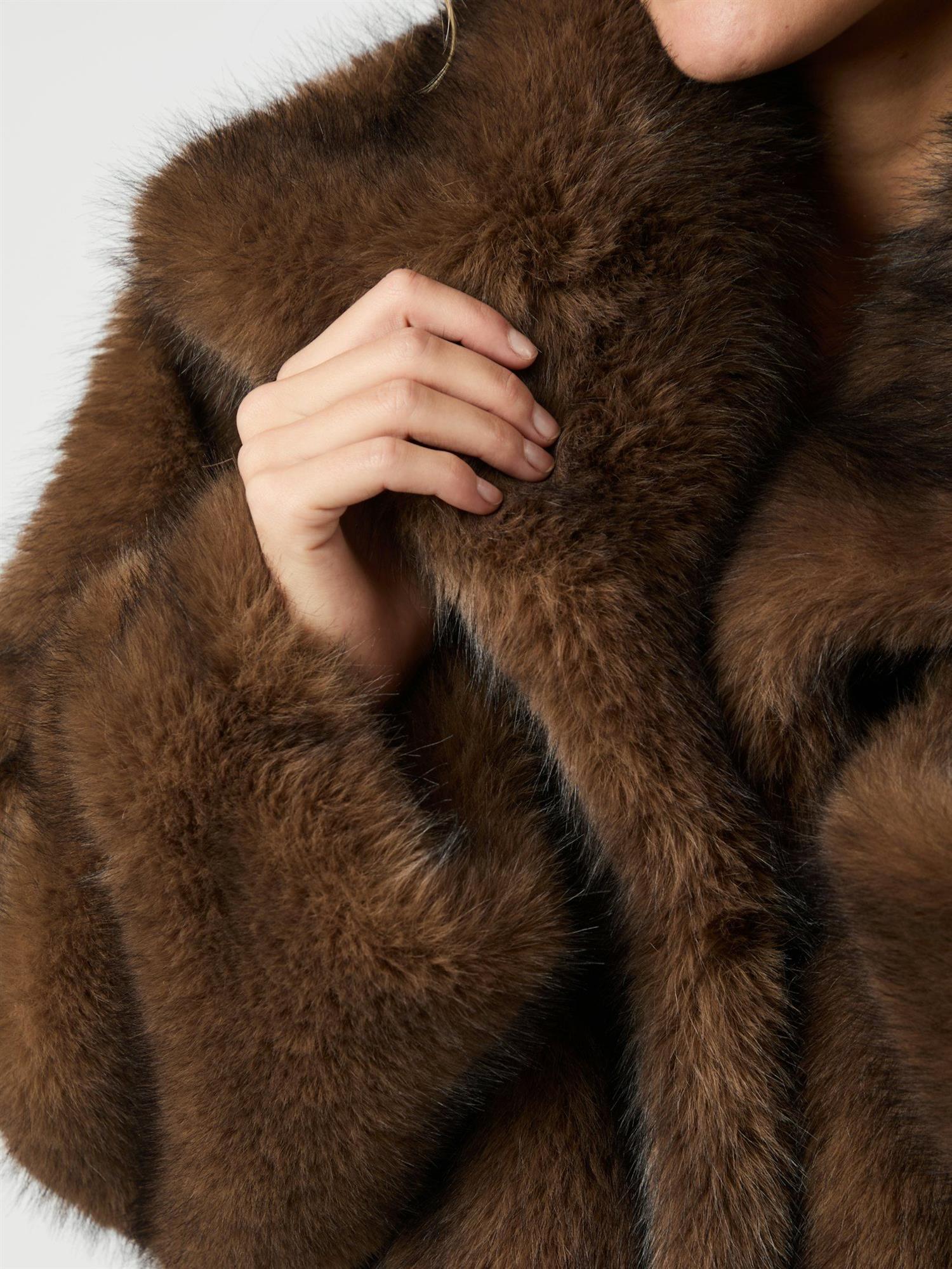 NEO NOIR Stephanie Faux Fur Jacket Brown - Farmor Ingvarda