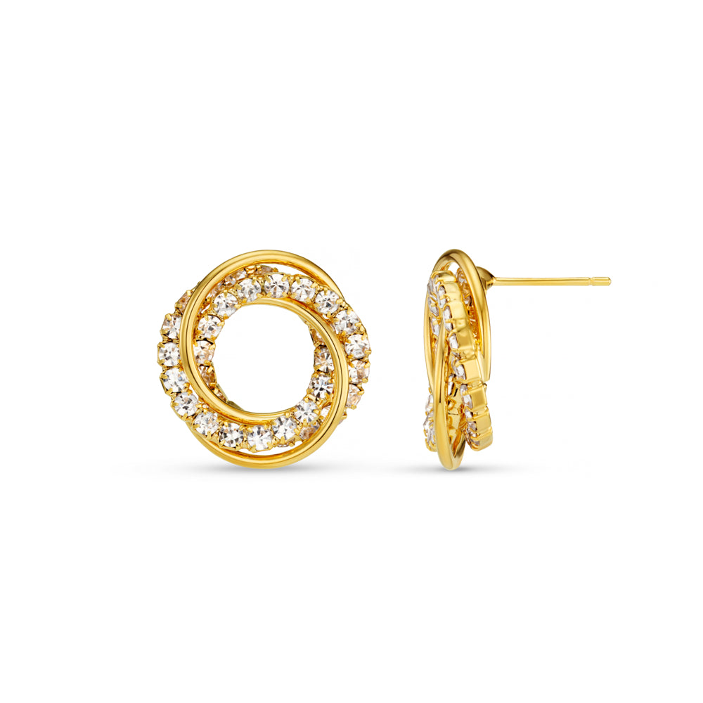 ORELIA Interlocking Pave Open Circle Stud Earrings - Farmor Ingvarda