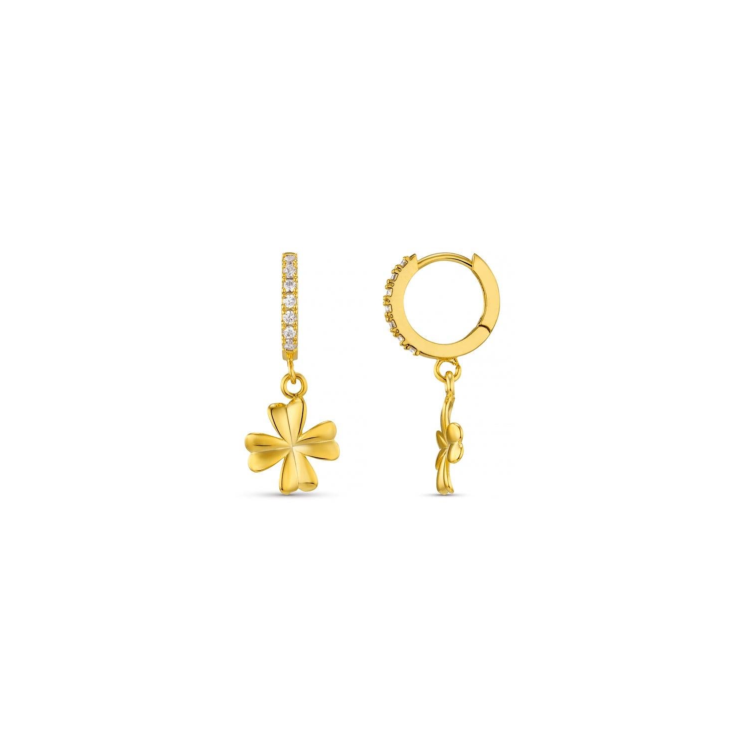 ORELIA Lucky clover earrings Gull - Farmor Ingvarda