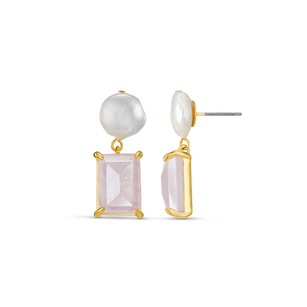 ORELIA Pear&Rose Quartz Drop Earrings - Farmor Ingvarda