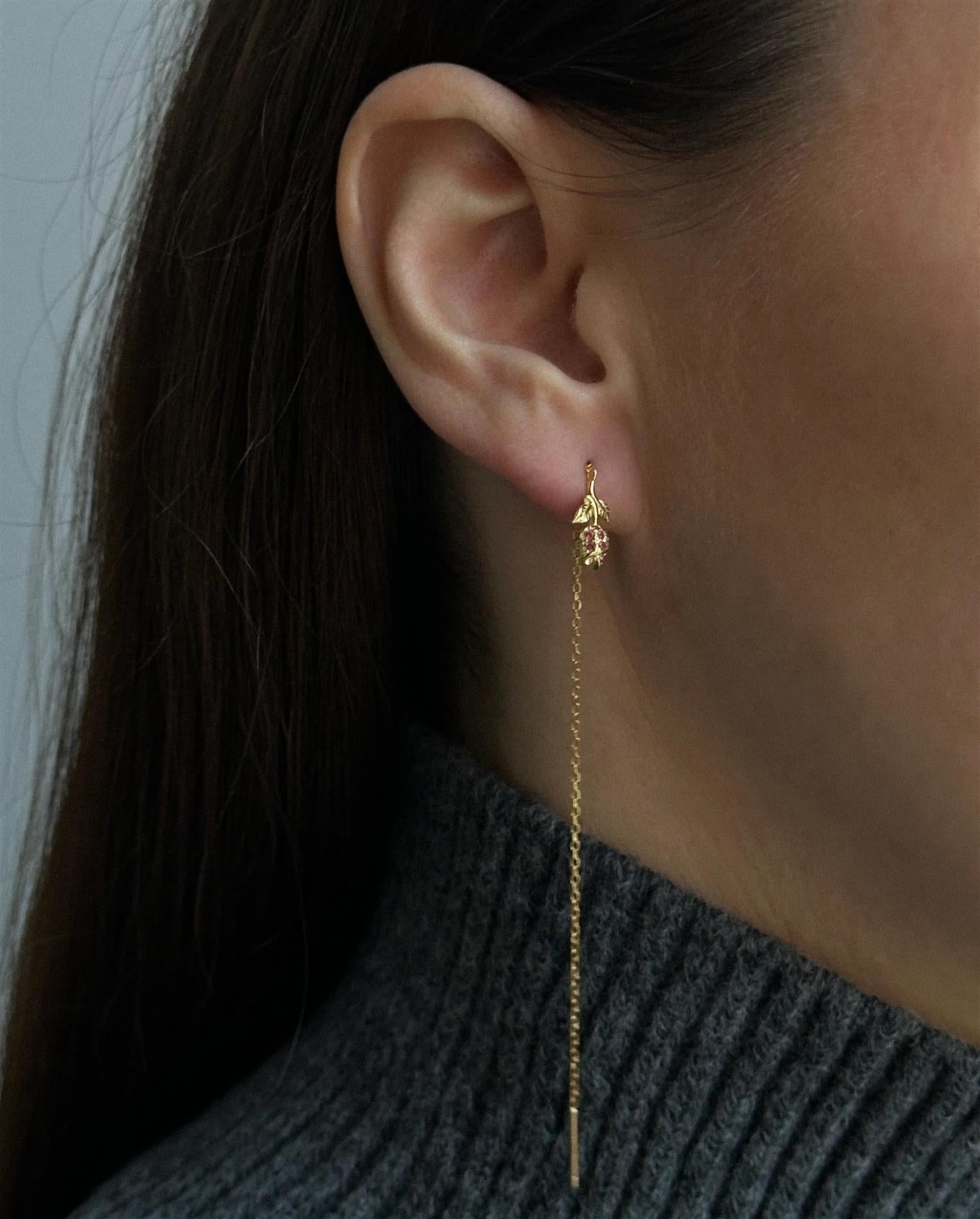 PICO Tulip Chain Earrings Rouge - Farmor Ingvarda