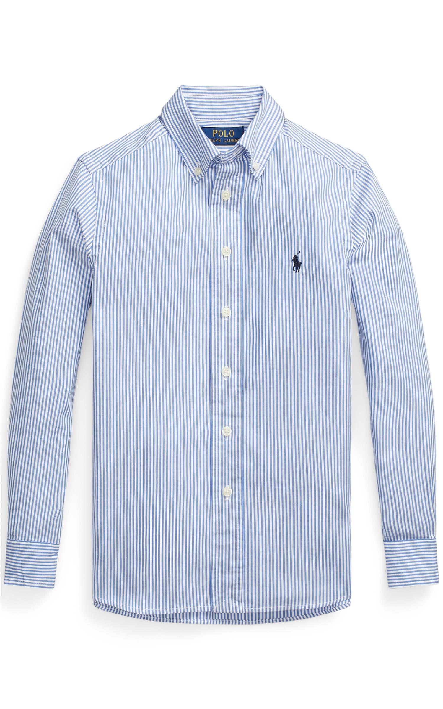 RALPH LAUREN 8-16År Slim Fit-Tops Shirt Blå/Stripet - Farmor Ingvarda