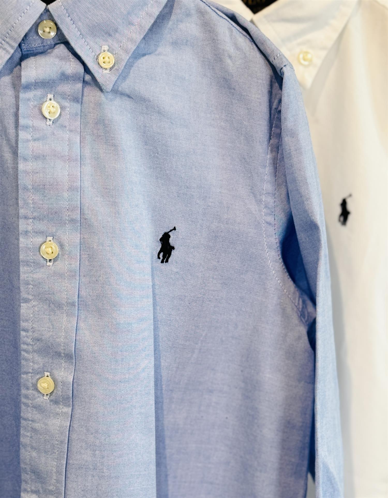 RALPH LAUREN 8-16År Slim Fit-Tops Shirt Lyseblå - Farmor Ingvarda