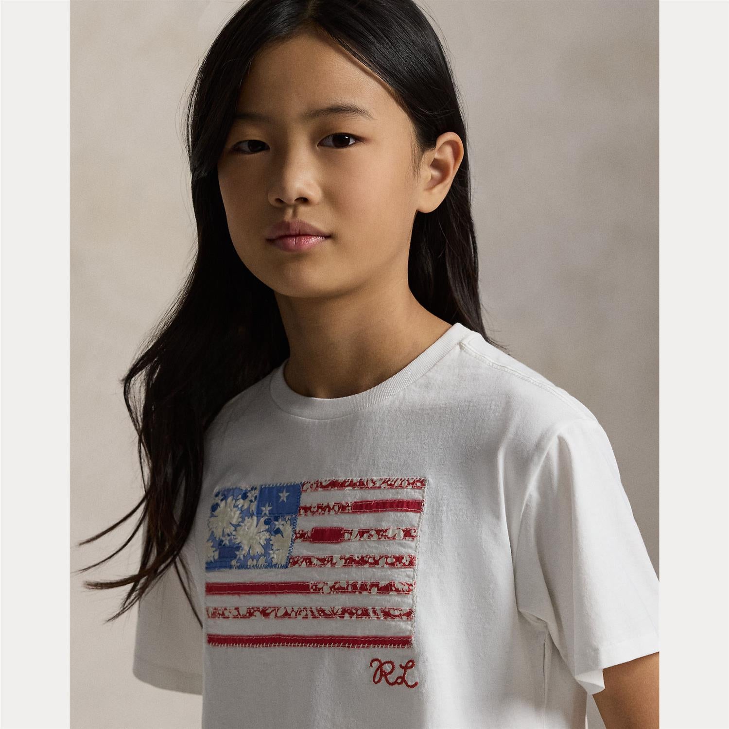RALPH LAUREN 8-16År Flag T-skjorte, Jente - Farmor Ingvarda