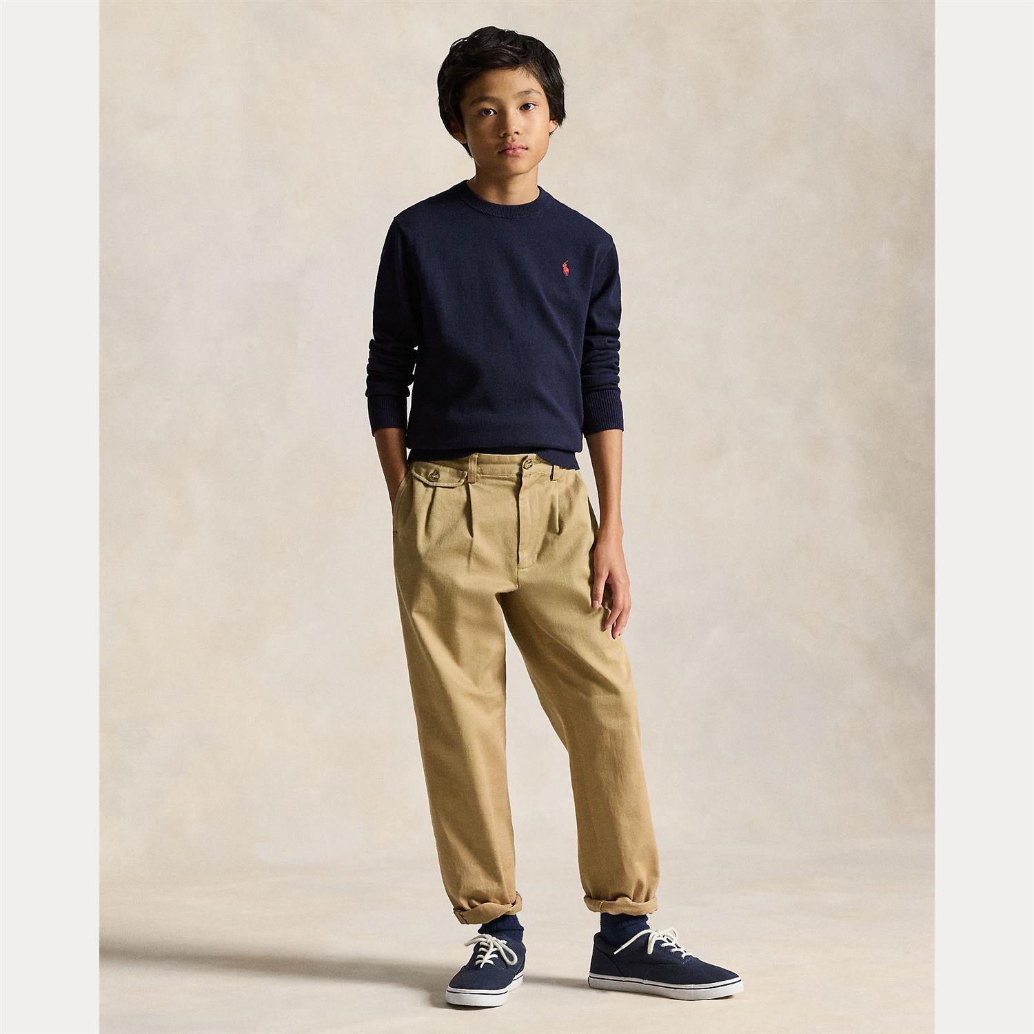 RALPH LAUREN 8-16År Cotton Crewneck Sweater Mørkeblå - Farmor Ingvarda