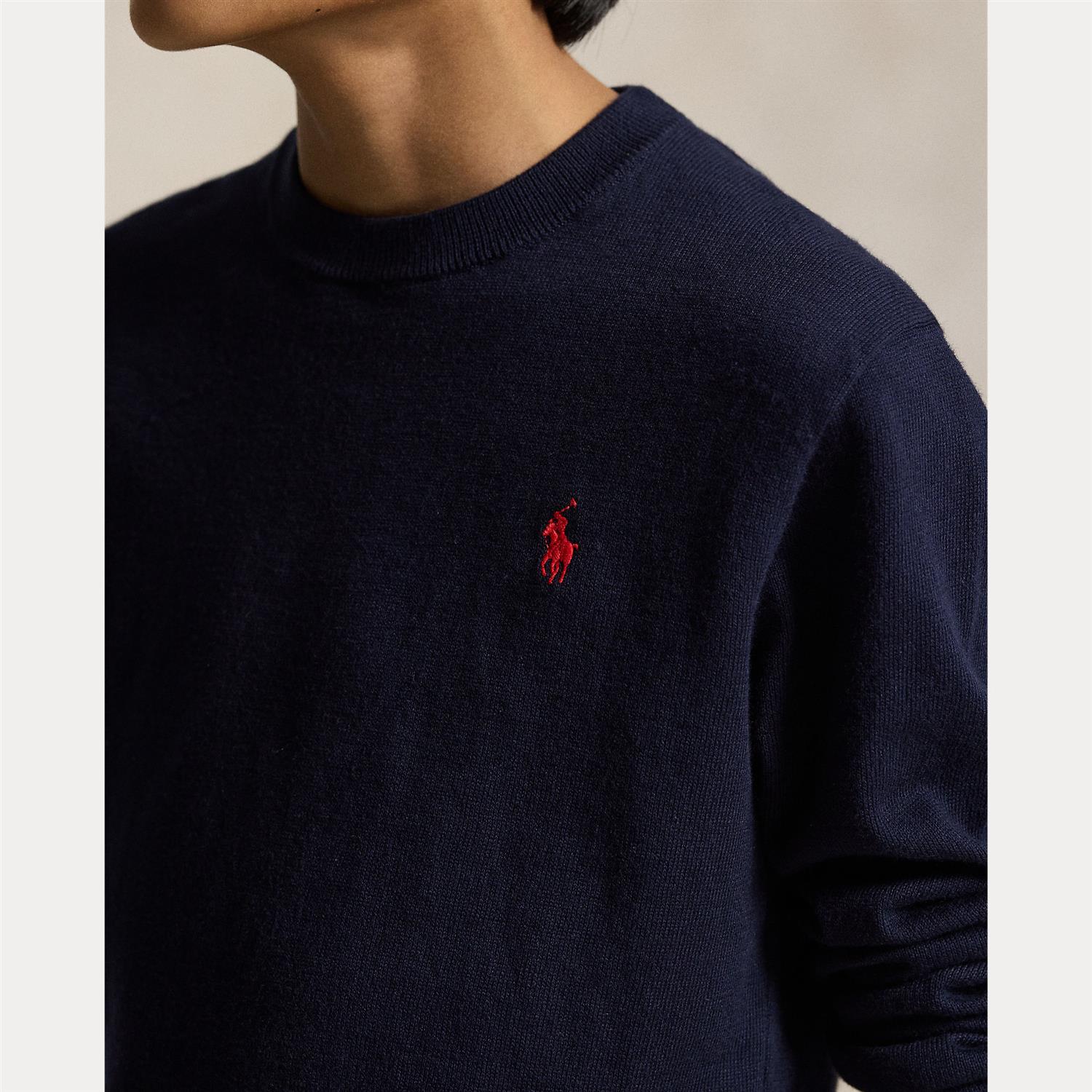 RALPH LAUREN 8-16År Cotton Crewneck Sweater Mørkeblå - Farmor Ingvarda
