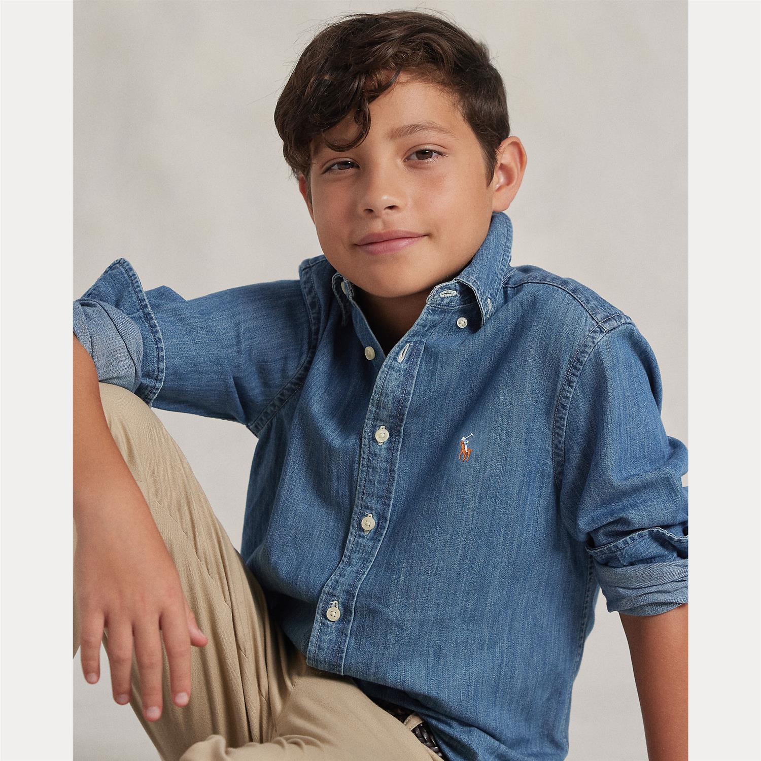 RALPH LAUREN 8-16År Denim skjorte Chambray Blå - Farmor Ingvarda