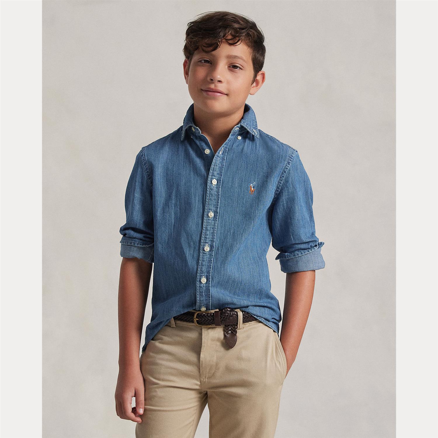 RALPH LAUREN 8-16År Denim skjorte Chambray Blå - Farmor Ingvarda