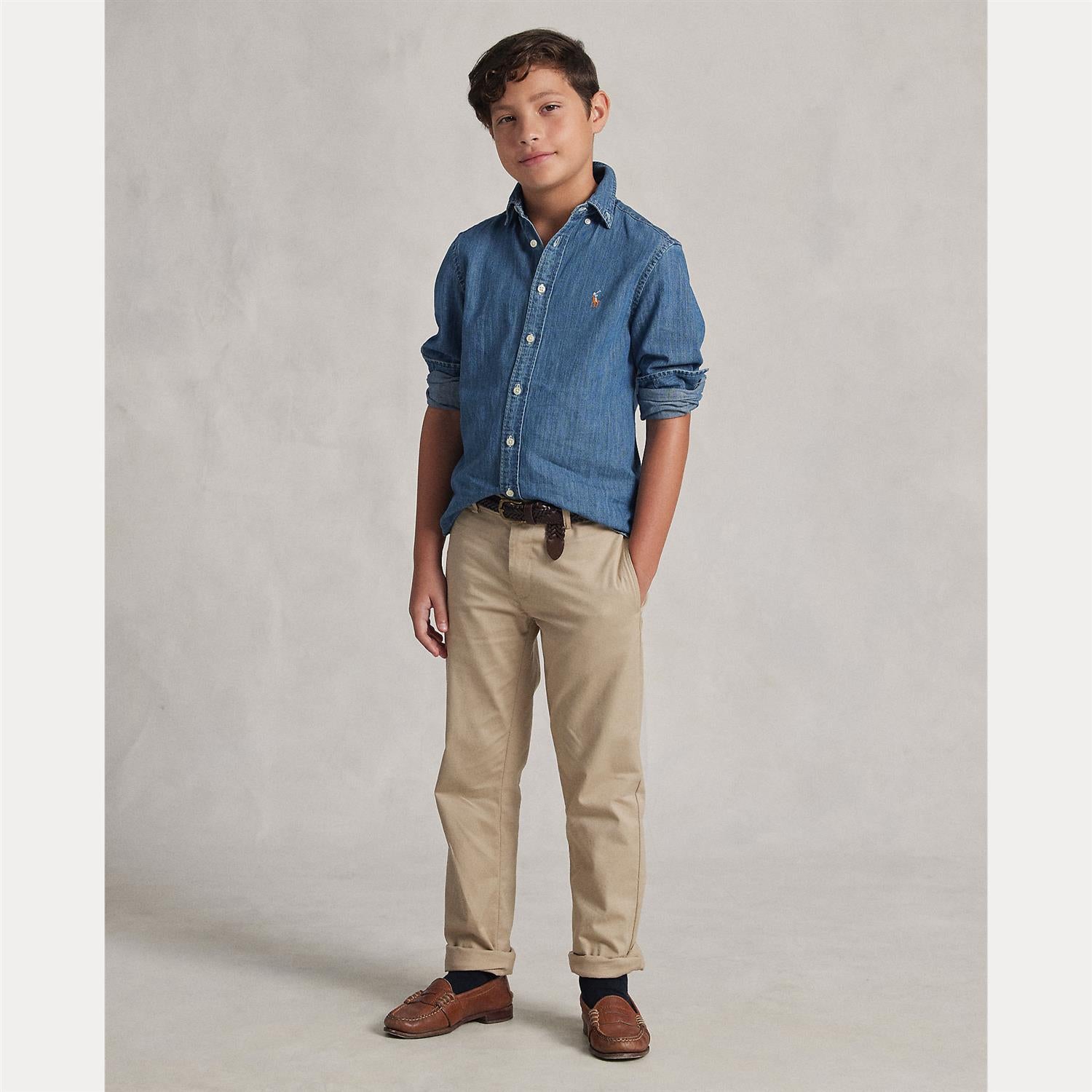 RALPH LAUREN 8-16År Denim skjorte Chambray Blå - Farmor Ingvarda