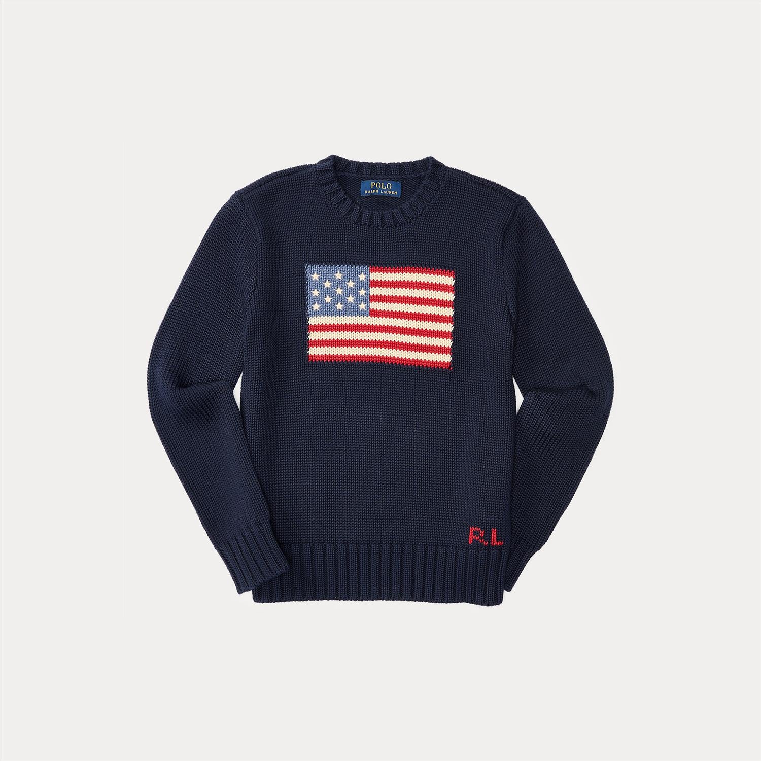RALPH LAUREN 8-16År Flag CN Sweater Mørkeblå - Farmor Ingvarda
