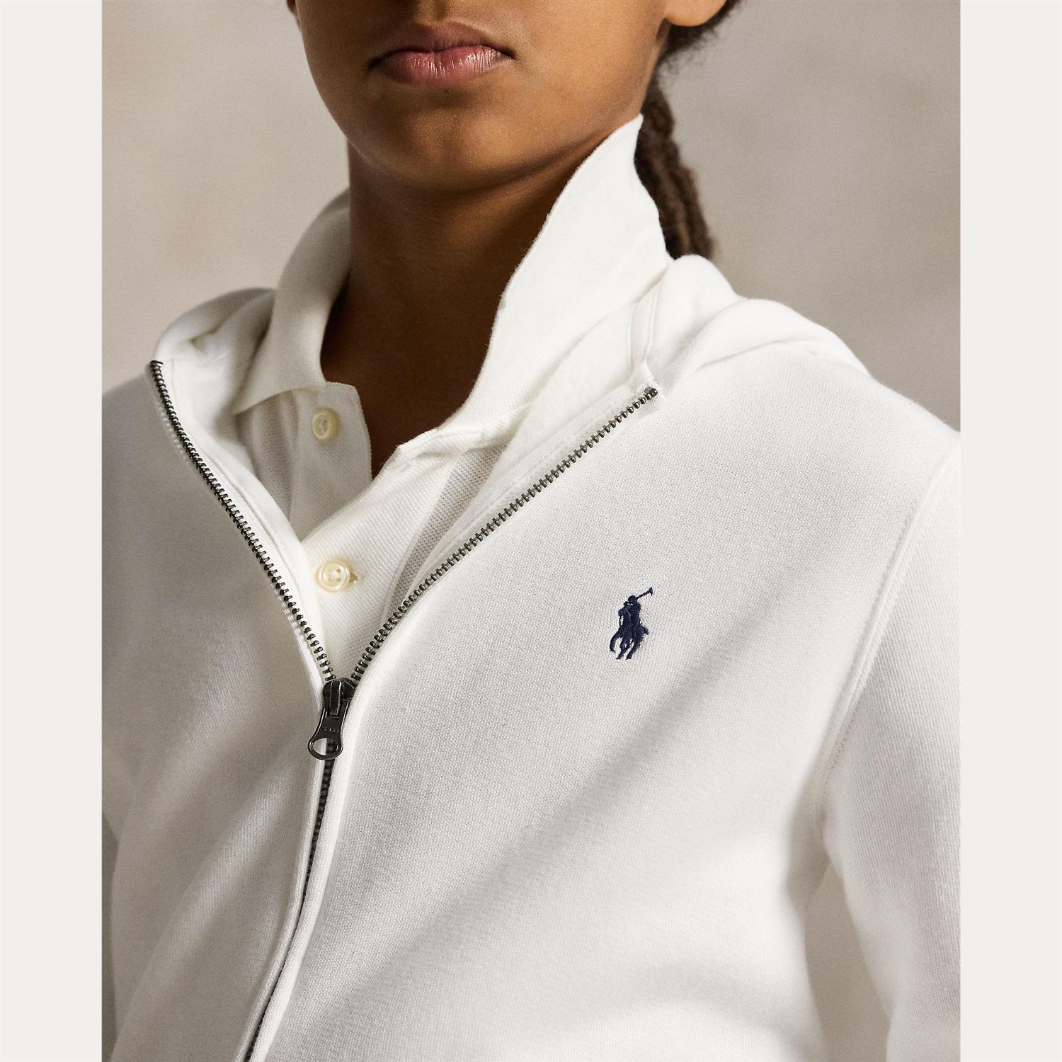 RALPH LAUREN 8-16År Full Zip Hoodie Hvit - Farmor Ingvarda