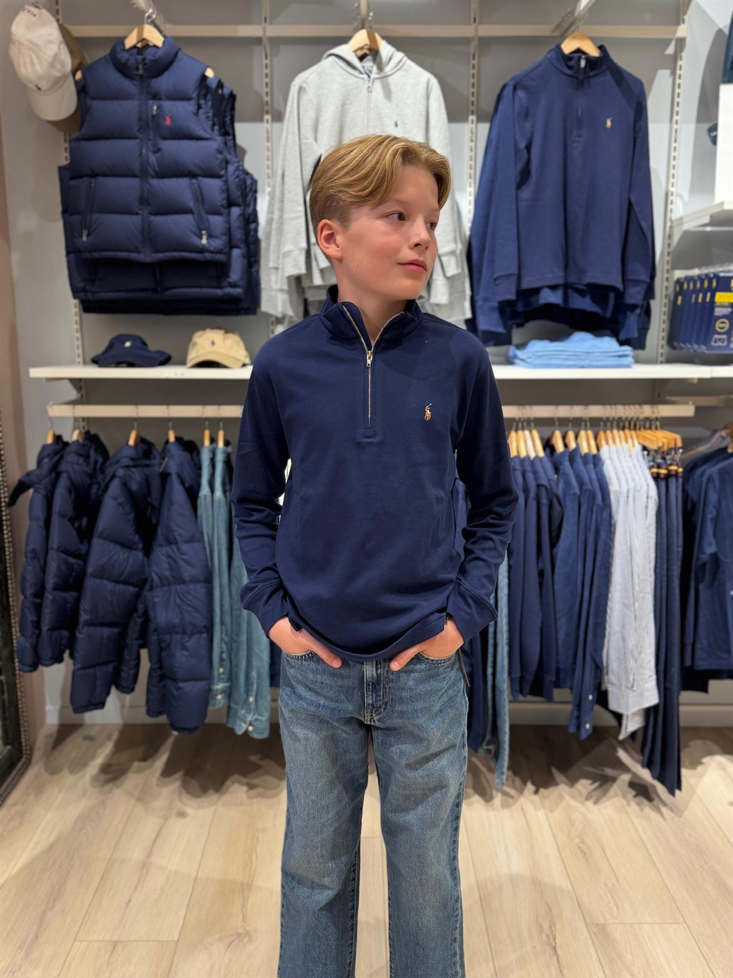 RALPH LAUREN 8-16År Genser Halfzip Mørkeblå - Farmor Ingvarda
