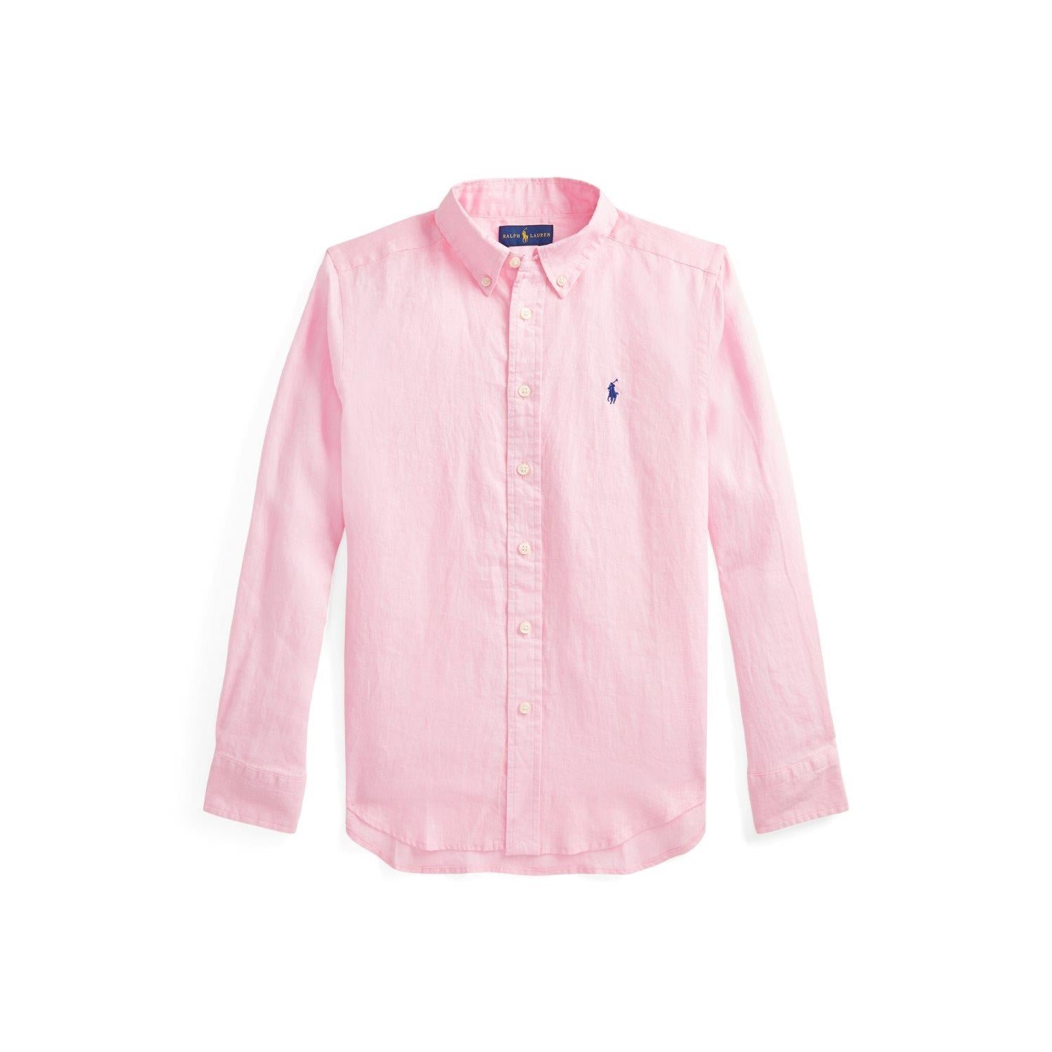 RALPH LAUREN 8-16År Linen Sport Shirt Rosa - Farmor Ingvarda