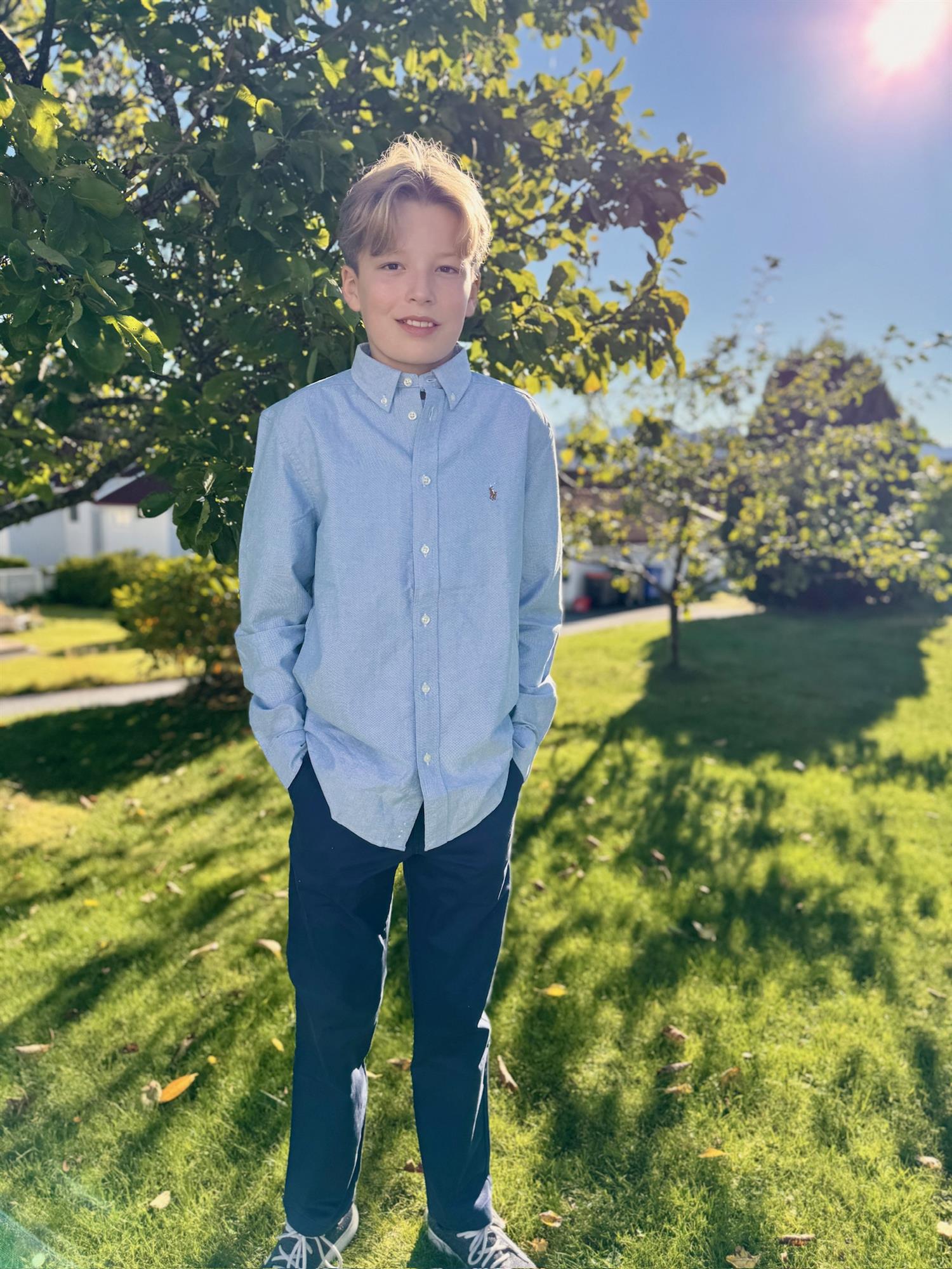 RALPH LAUREN 8-16År Oxford Shirt Lyseblå - Farmor Ingvarda