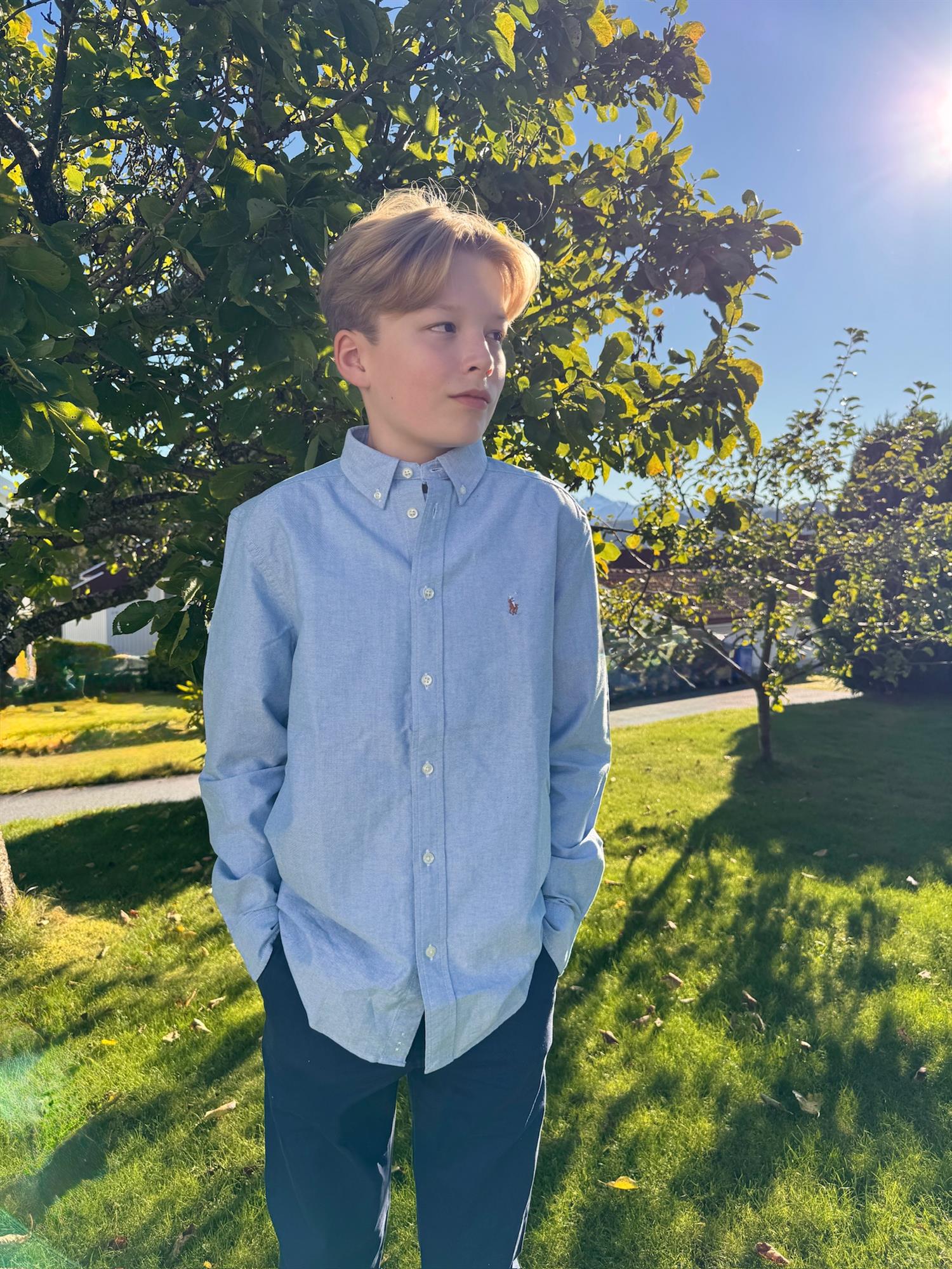 RALPH LAUREN 8-16År Oxford Shirt Lyseblå - Farmor Ingvarda