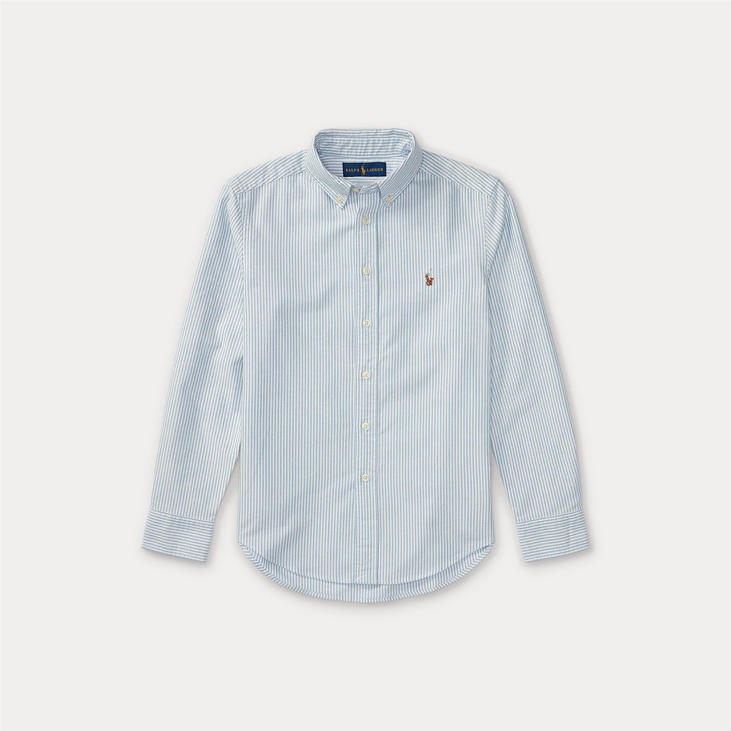 RALPH LAUREN 8-16År Oxford Shirt,Striper Blå/Hvit - Farmor Ingvarda