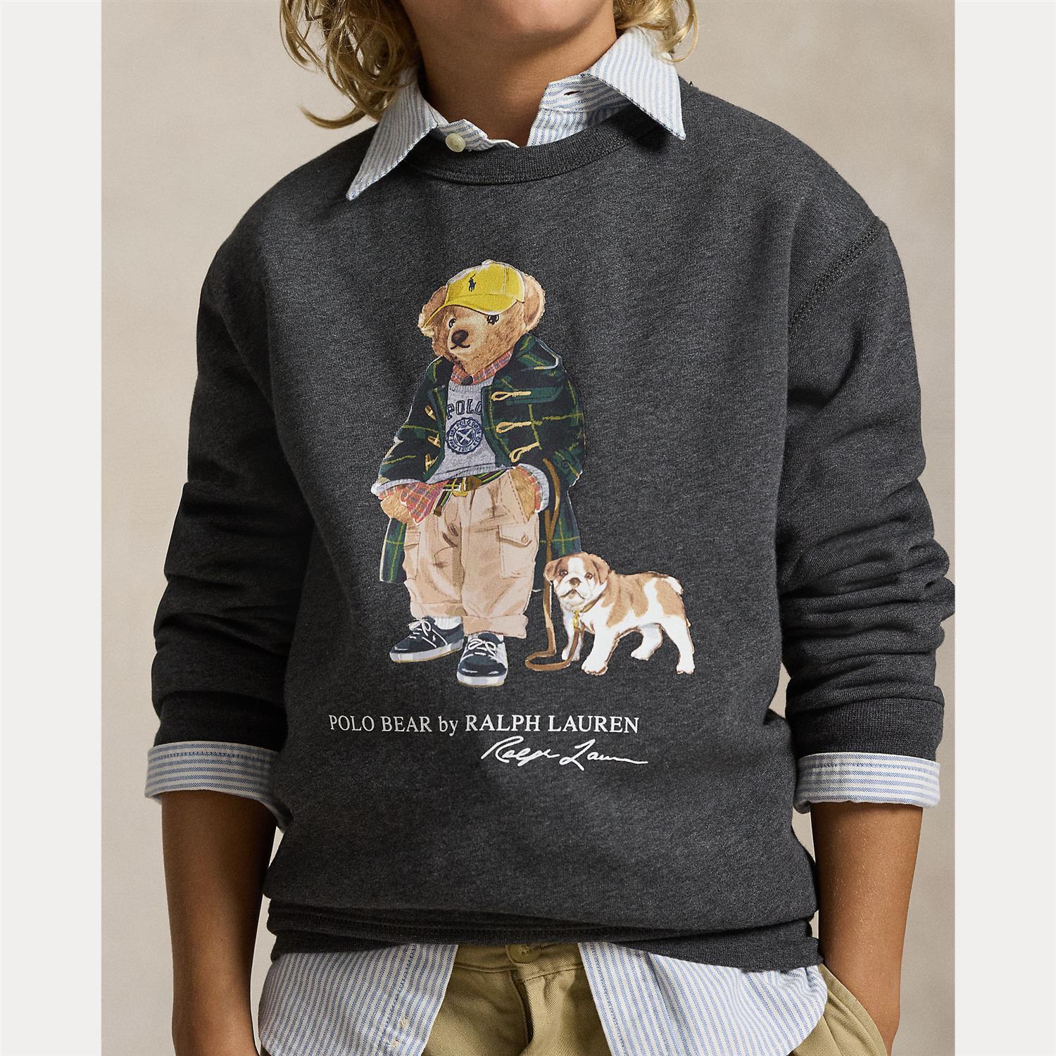 RALPH LAUREN 8-16År Polo Bear Sweatshirt Koksgrå - Farmor Ingvarda