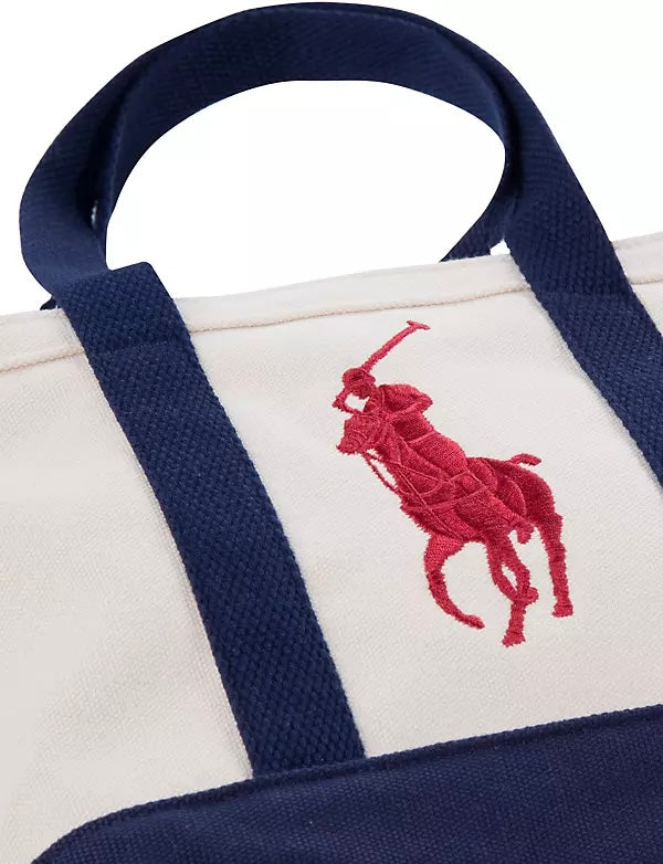 RALPH LAUREN 8-16År Polo Player Tote Mørkeblå/Krem - Farmor Ingvarda