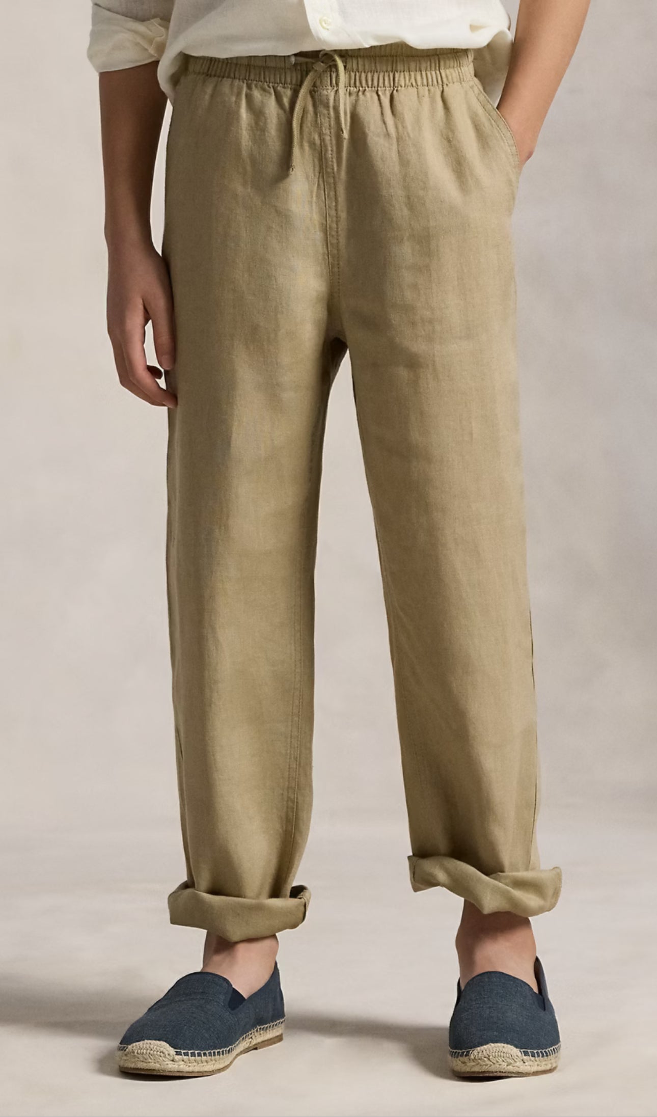 RALPH LAUREN 8-16År Lin bukse Beige - Farmor Ingvarda