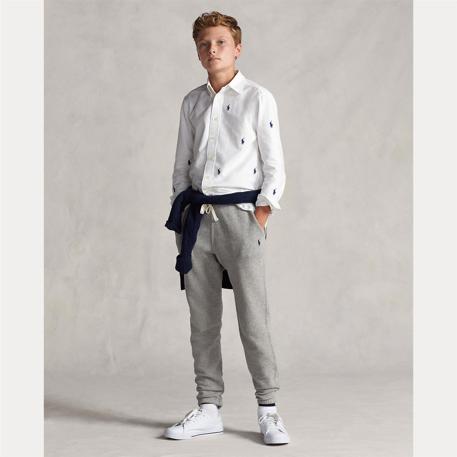 RALPH LAUREN 8-16År Jogger Bottoms Pant Lys Grå Melert - Farmor Ingvarda