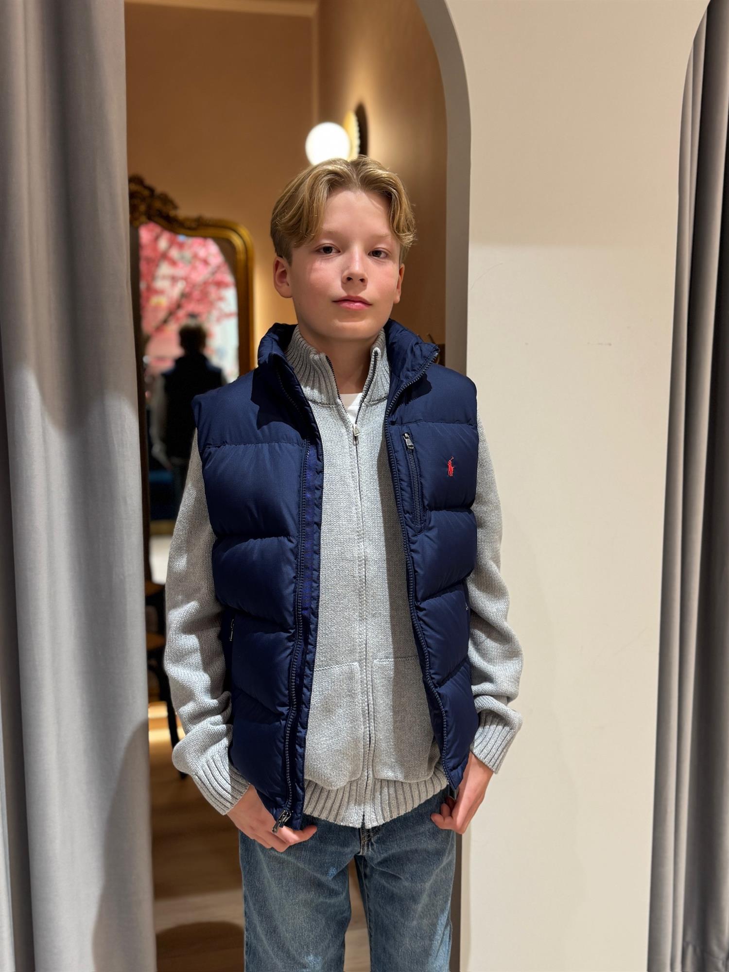 RALPH LAUREN 8-16År Boblevest Mørkeblå - Farmor Ingvarda