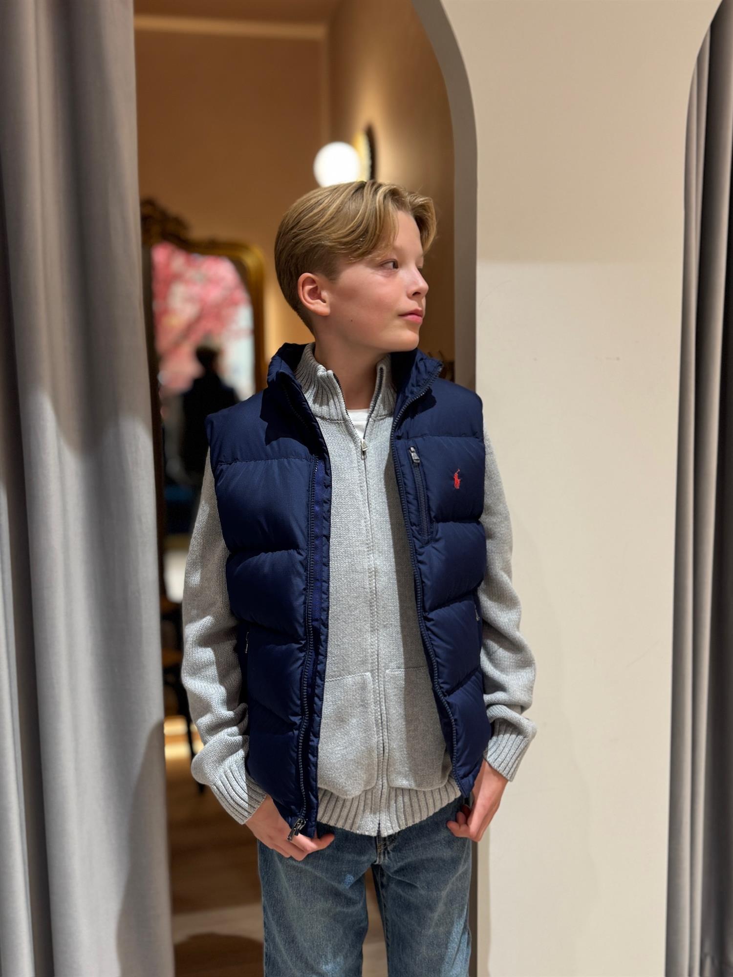 RALPH LAUREN 8-16År Boblevest Mørkeblå - Farmor Ingvarda