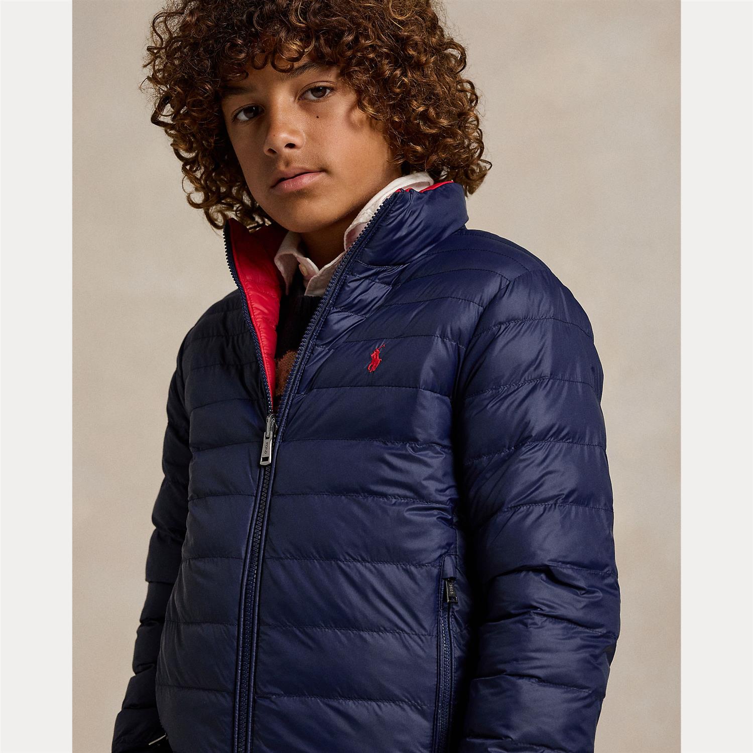 RALPH LAUREN 8-16År Reversible Terra Outerwear Bomber Mørkeblå/Rød - Farmor Ingvarda