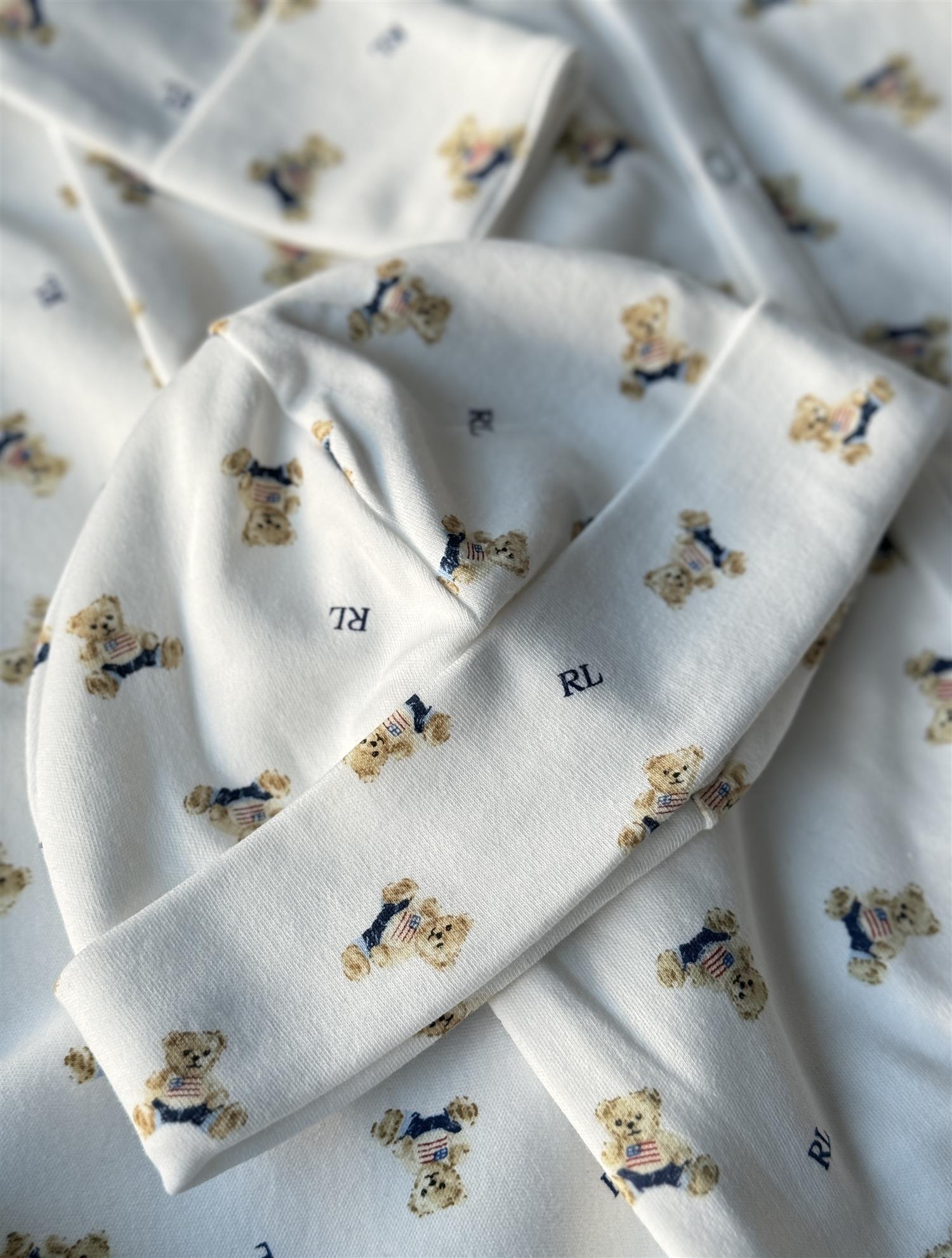 RALPH LAUREN Baby 0-24mnd. Polo Bear Hat Hvit/Blå - Farmor Ingvarda