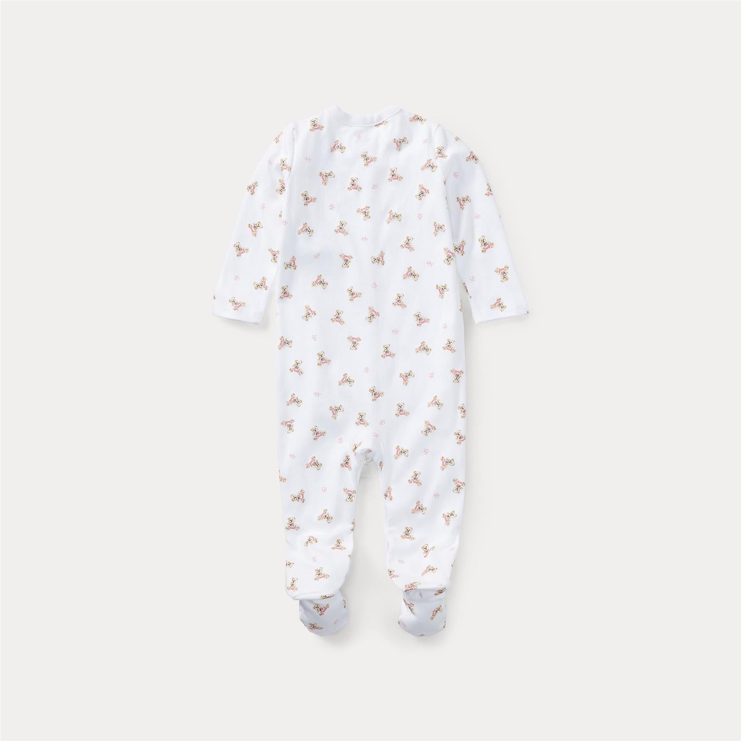RALPH LAUREN Baby 0-24mnd. Polo Bear Coverall Hvit/Rosa - Farmor Ingvarda