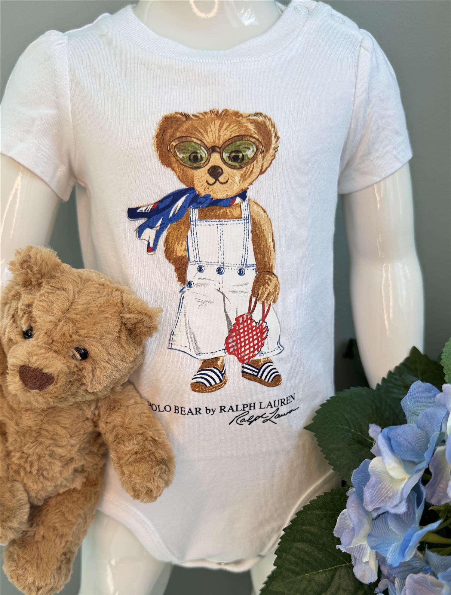 RALPH LAUREN Baby 0-24mnd. Bear body Hvit - Farmor Ingvarda