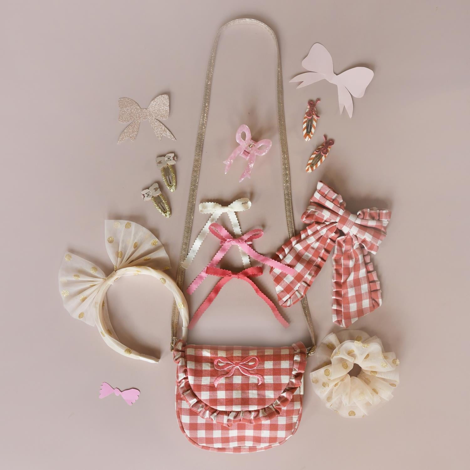 ROCKAHULA Kids Gingham Ruffle Bow Bag - Farmor Ingvarda